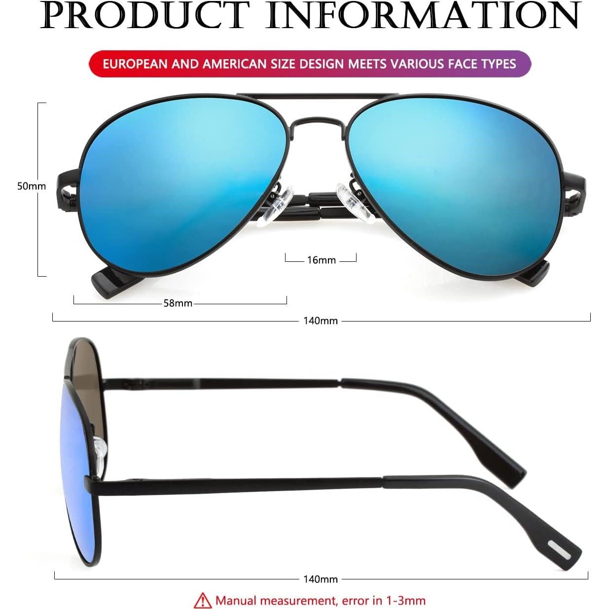 Gafas de sol AIEYEZO aviador polarizadas UV400 unisex