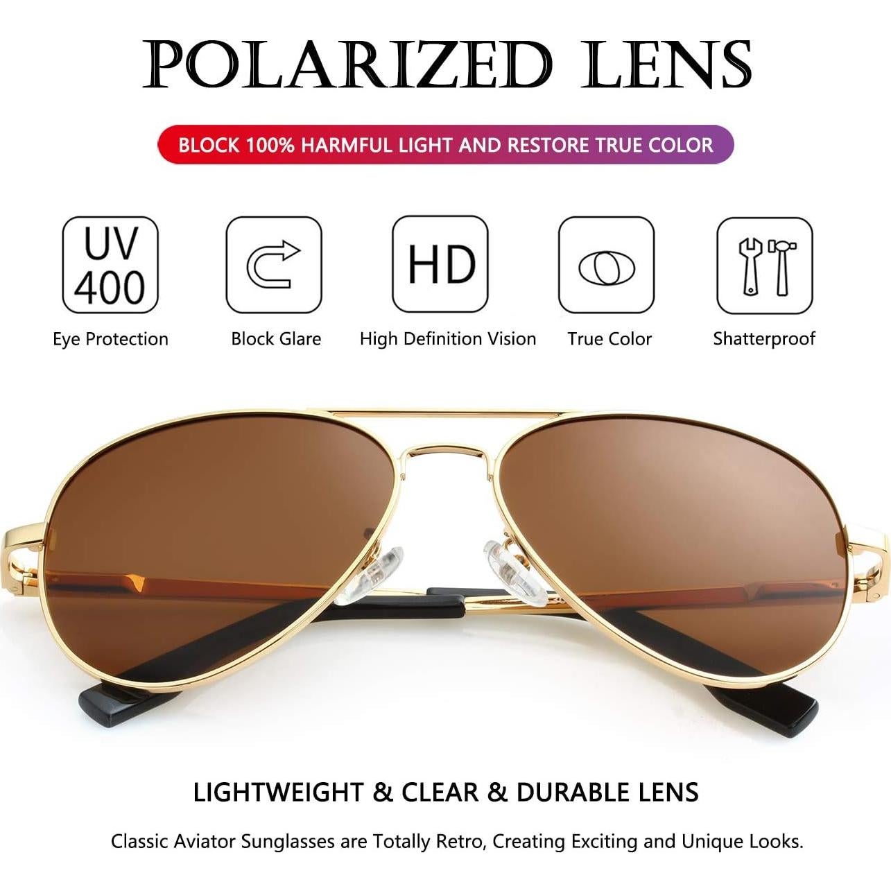 Gafas de sol AIEYEZO aviador polarizadas UV400 unisex