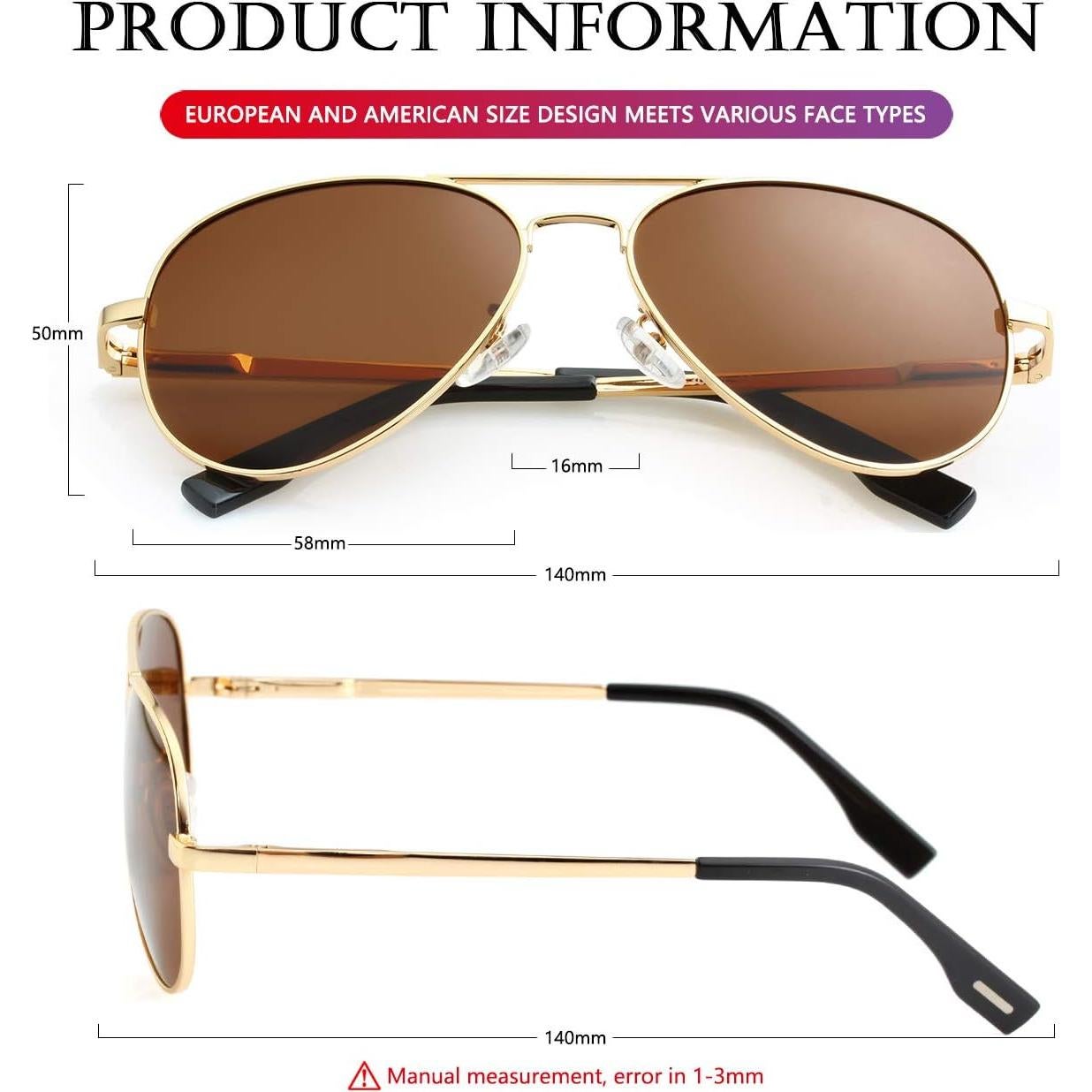 Gafas de sol AIEYEZO aviador polarizadas UV400 unisex