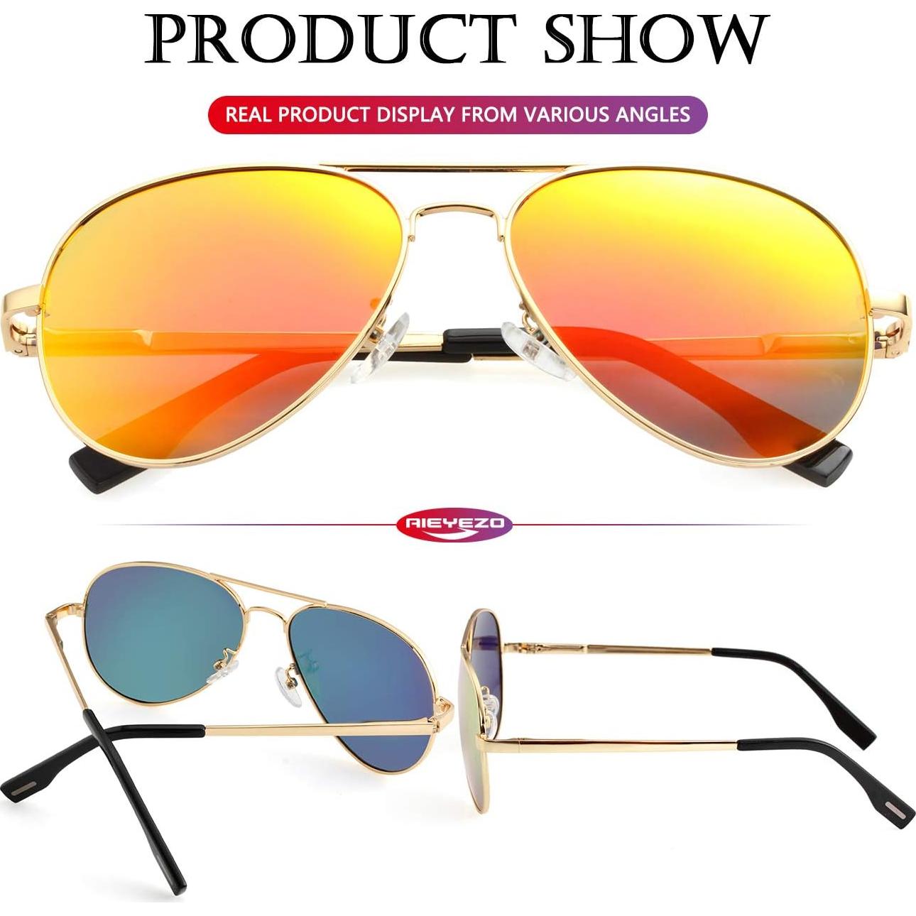 AIEYEZO Gafas de Sol Aviador Polarizadas Oro Espejo Rojo