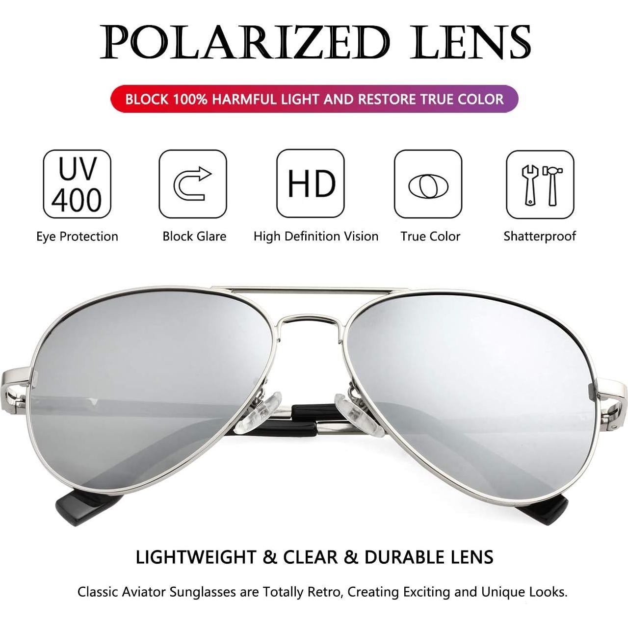 Gafas de sol AIEYEZO aviador polarizadas UV400 plata