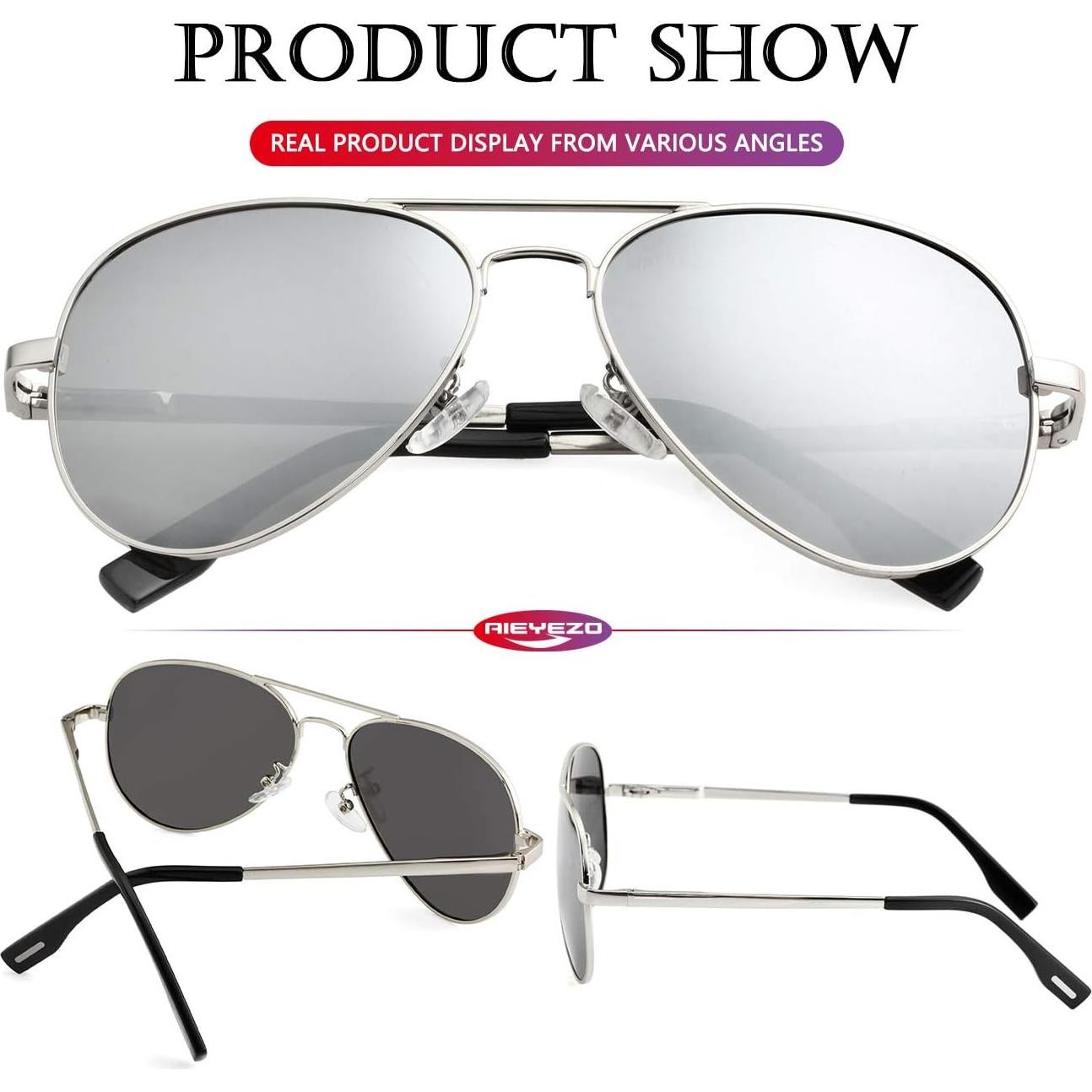 Gafas de sol AIEYEZO aviador polarizadas UV400 plata