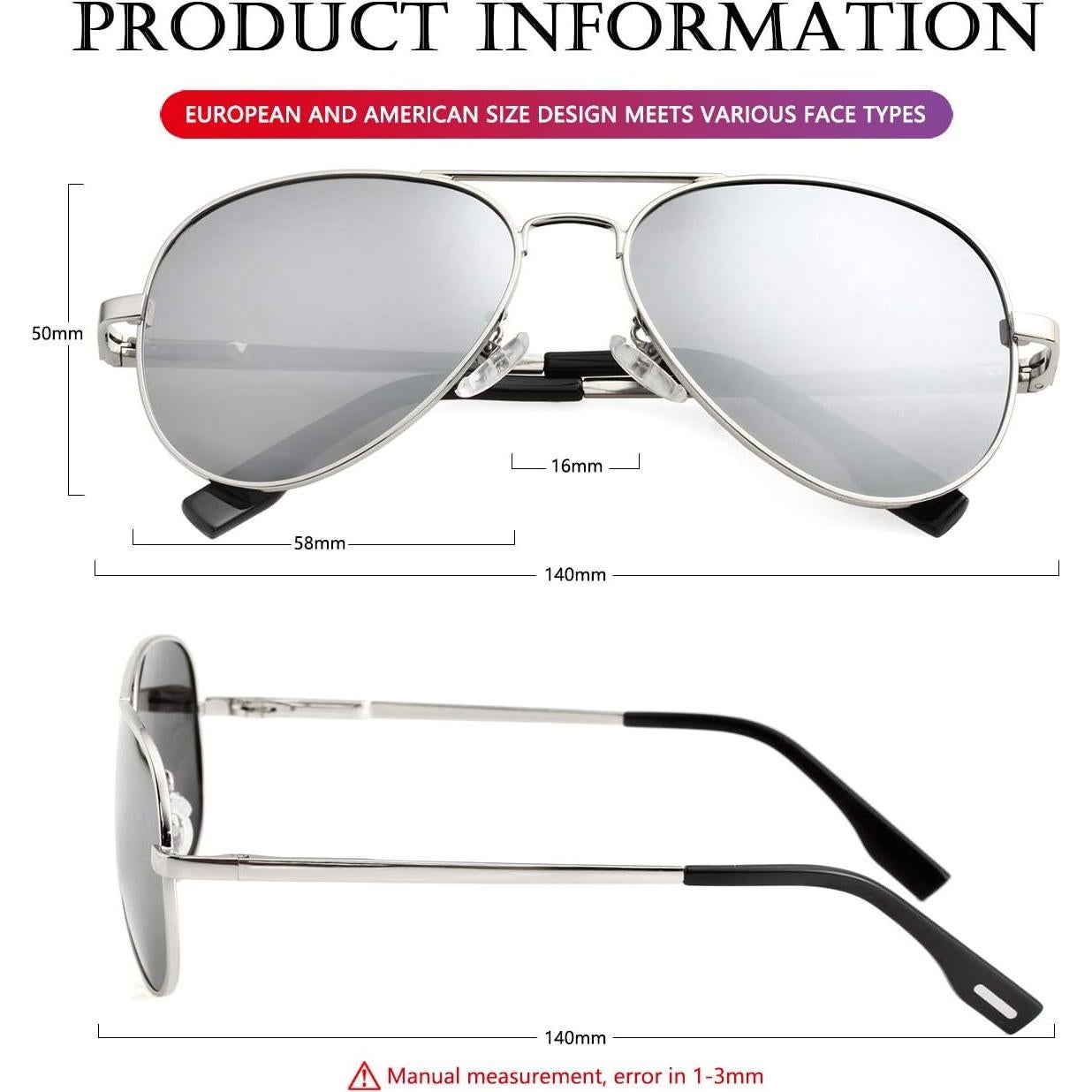 Gafas de sol AIEYEZO aviador polarizadas UV400 plata