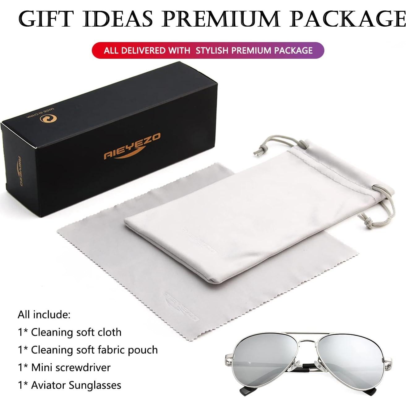 Gafas de sol AIEYEZO aviador polarizadas UV400 plata