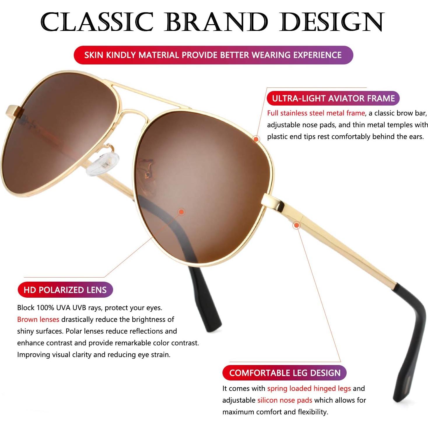 Gafas de sol AIEYEZO aviador polarizadas UV400 unisex