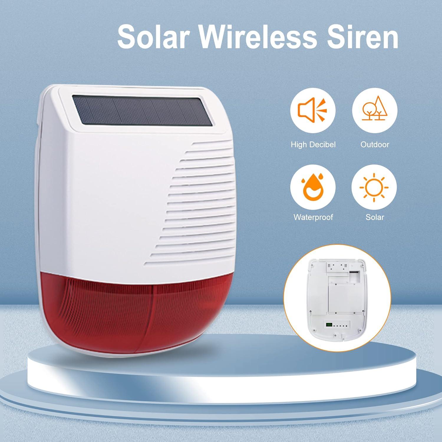 Sirena Estroboscópica Solar YISEELE 120dB IP65 para Seguridad