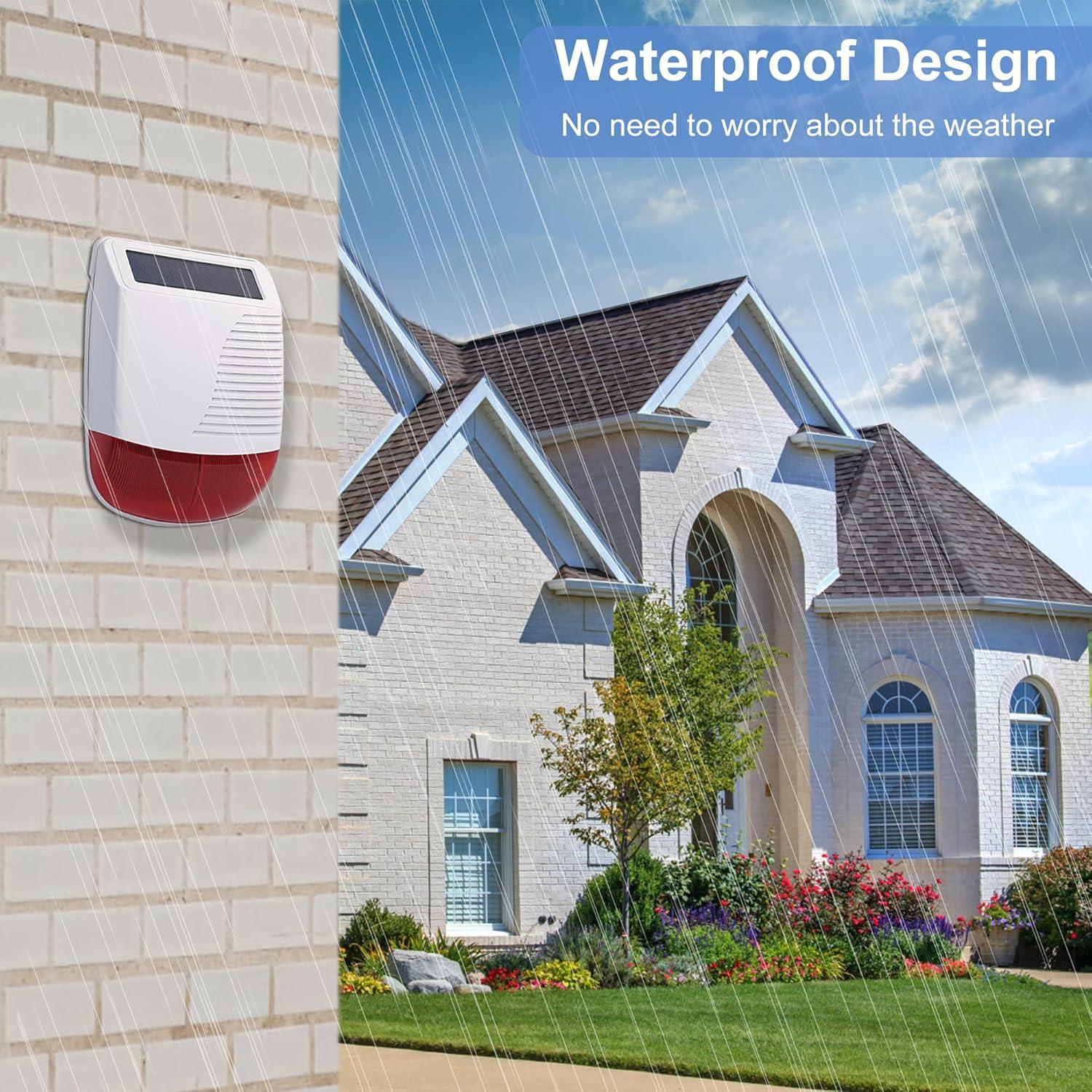 Sirena Estroboscópica Solar YISEELE 120dB IP65 para Seguridad