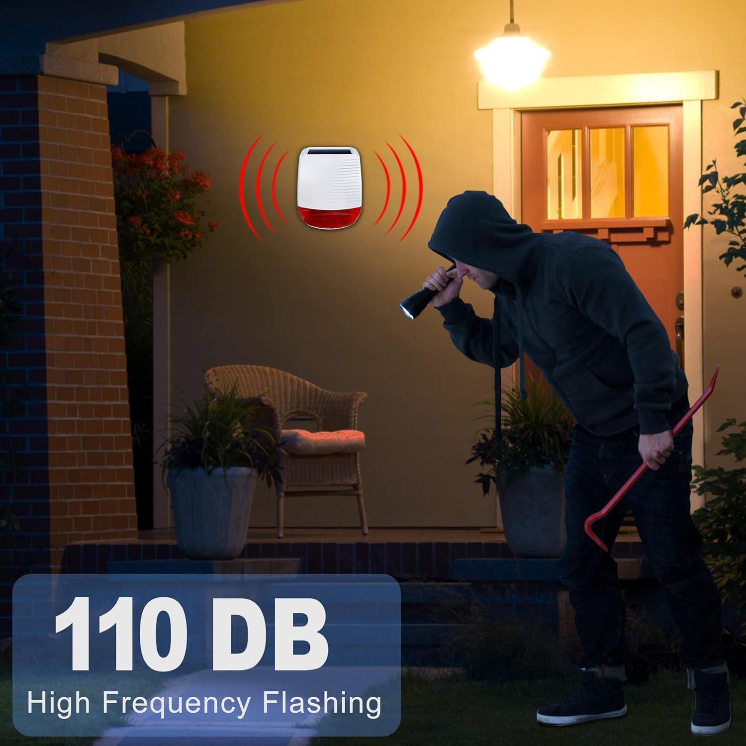 Sirena Estroboscópica Solar YISEELE 120dB IP65 para Seguridad