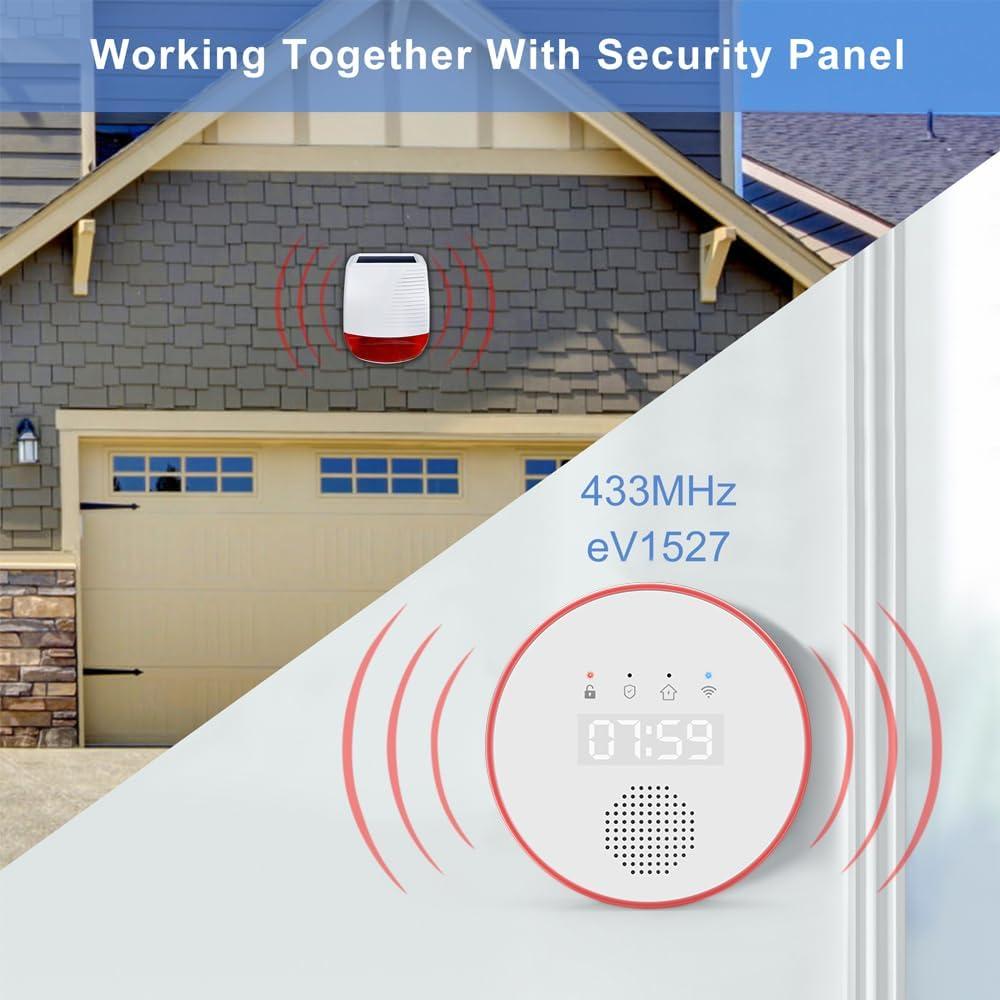 Sirena Estroboscópica Solar YISEELE 120dB IP65 para Seguridad