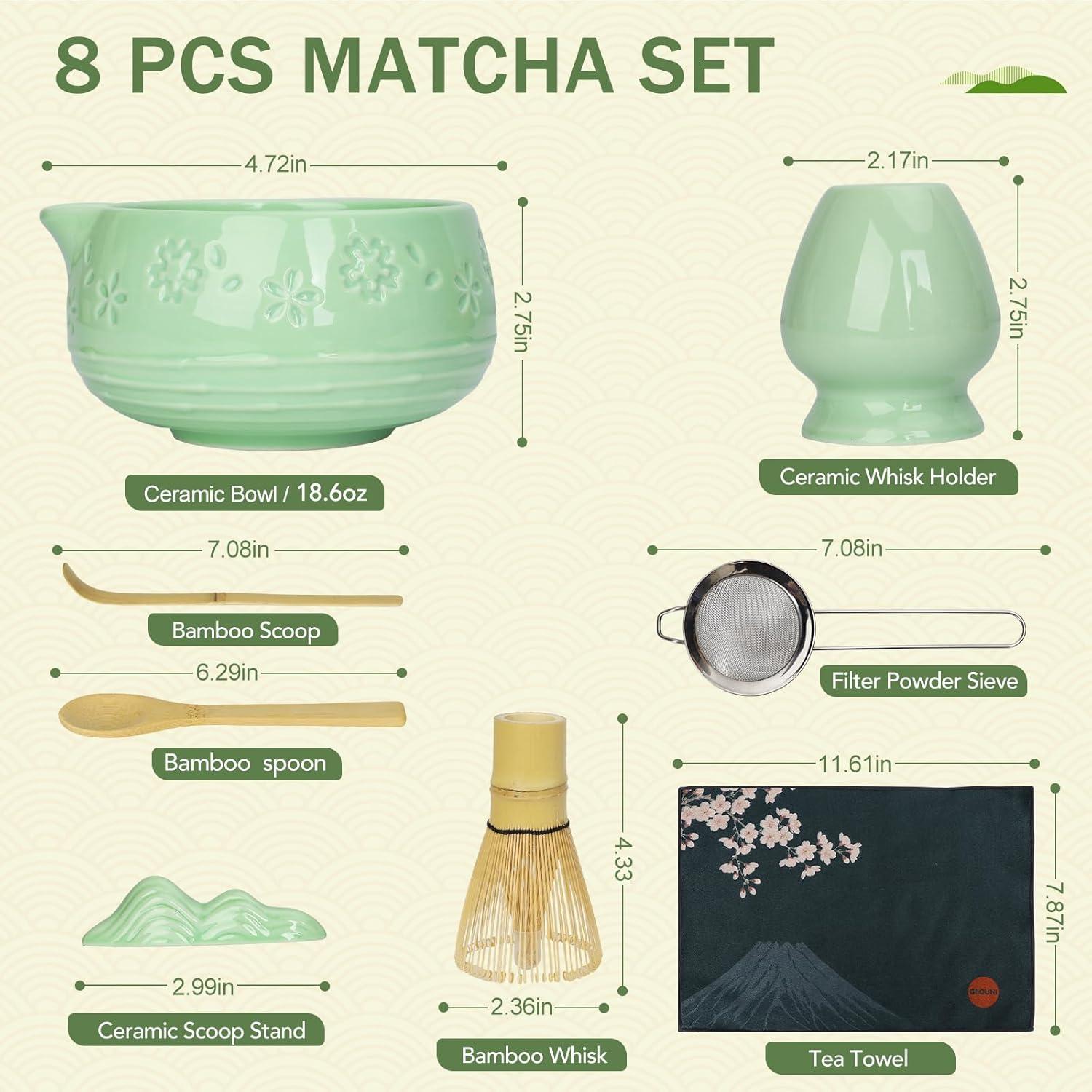 Juego de Ceremonia de Matcha Giiouni - 8 Piezas, Cerámica Menta