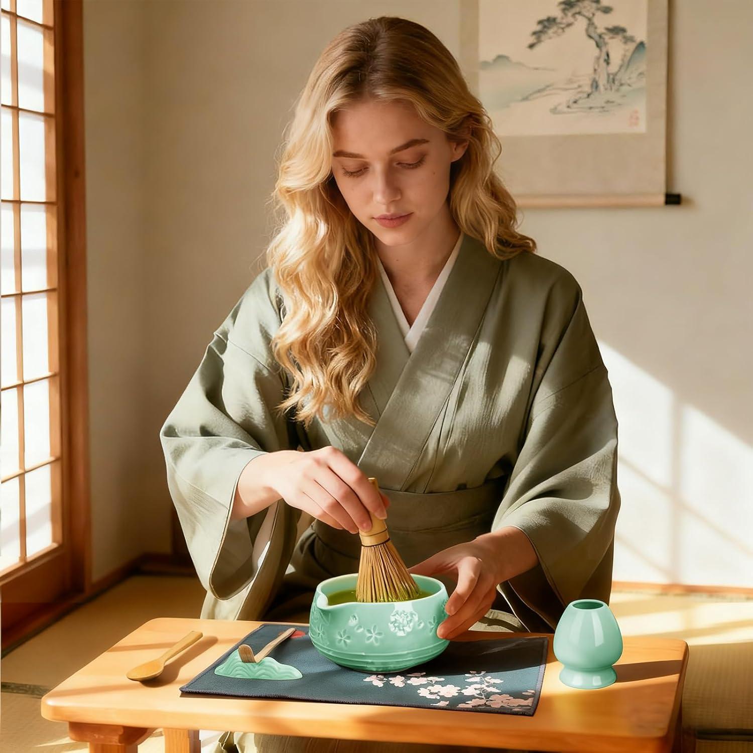 Juego de Ceremonia de Matcha Giiouni - 8 Piezas, Cerámica Menta