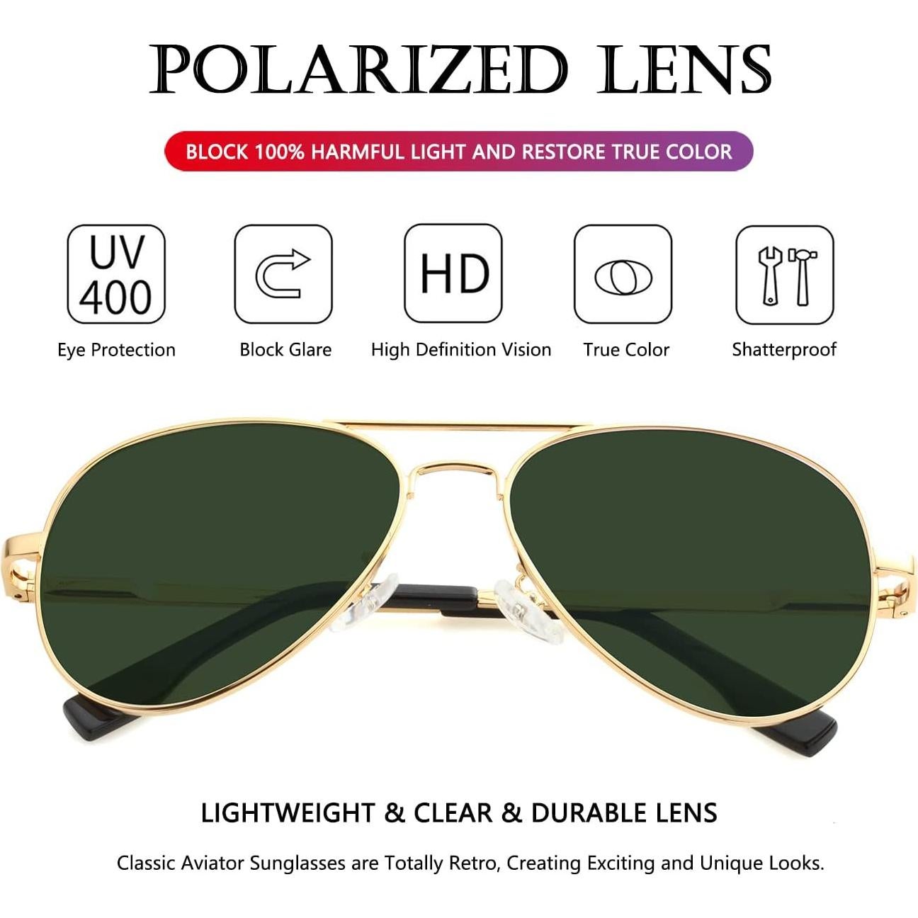 Gafas de sol AIEYEZO Aviador Polarizadas UV400 Oro/G15