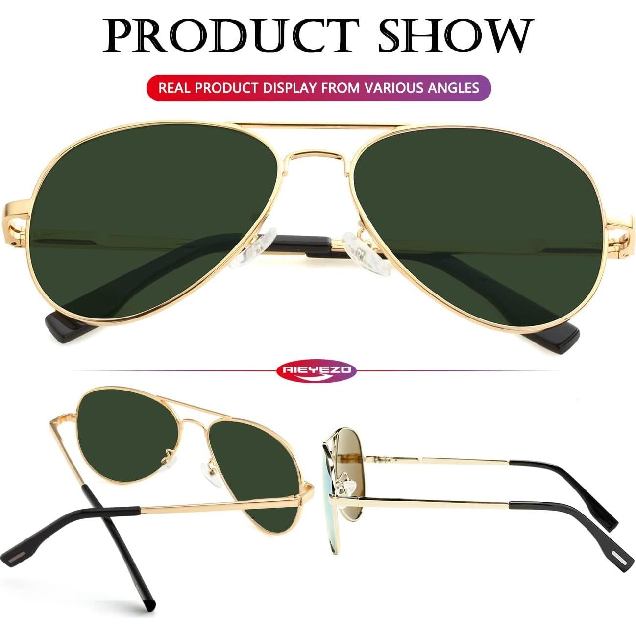 Gafas de sol AIEYEZO Aviador Polarizadas UV400 Oro/G15