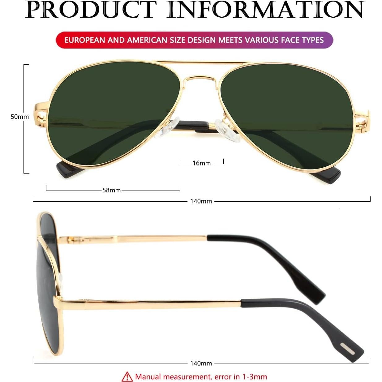 Gafas de sol AIEYEZO Aviador Polarizadas UV400 Oro/G15