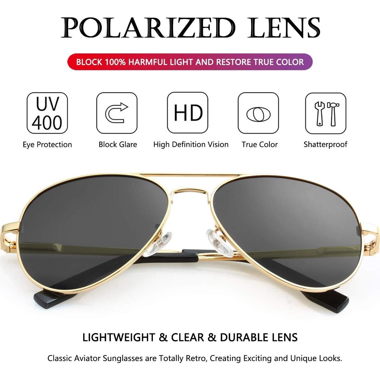 Gafas de sol AIEYEZO aviador polarizadas UV400 unisex