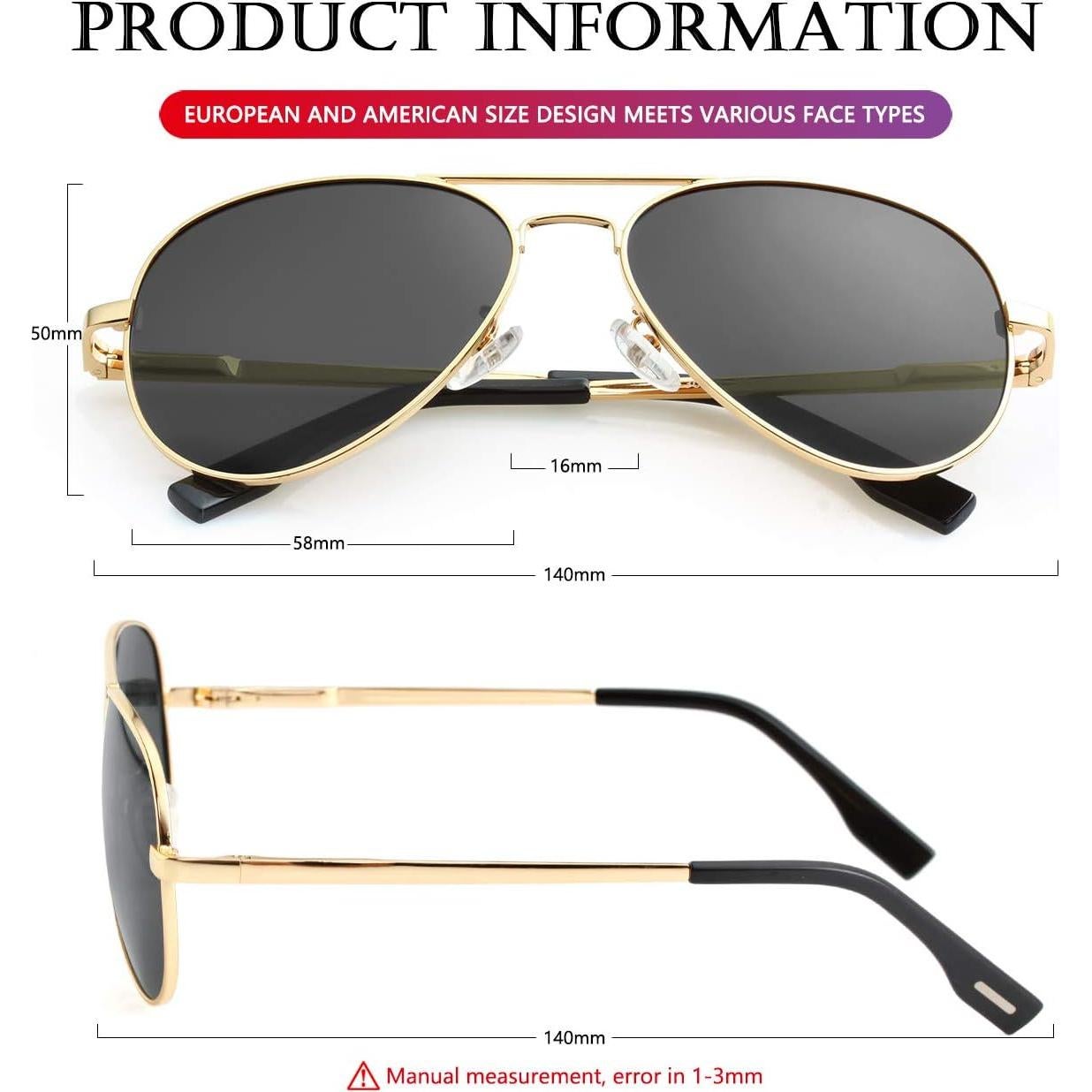 Gafas de sol AIEYEZO aviador polarizadas UV400 unisex