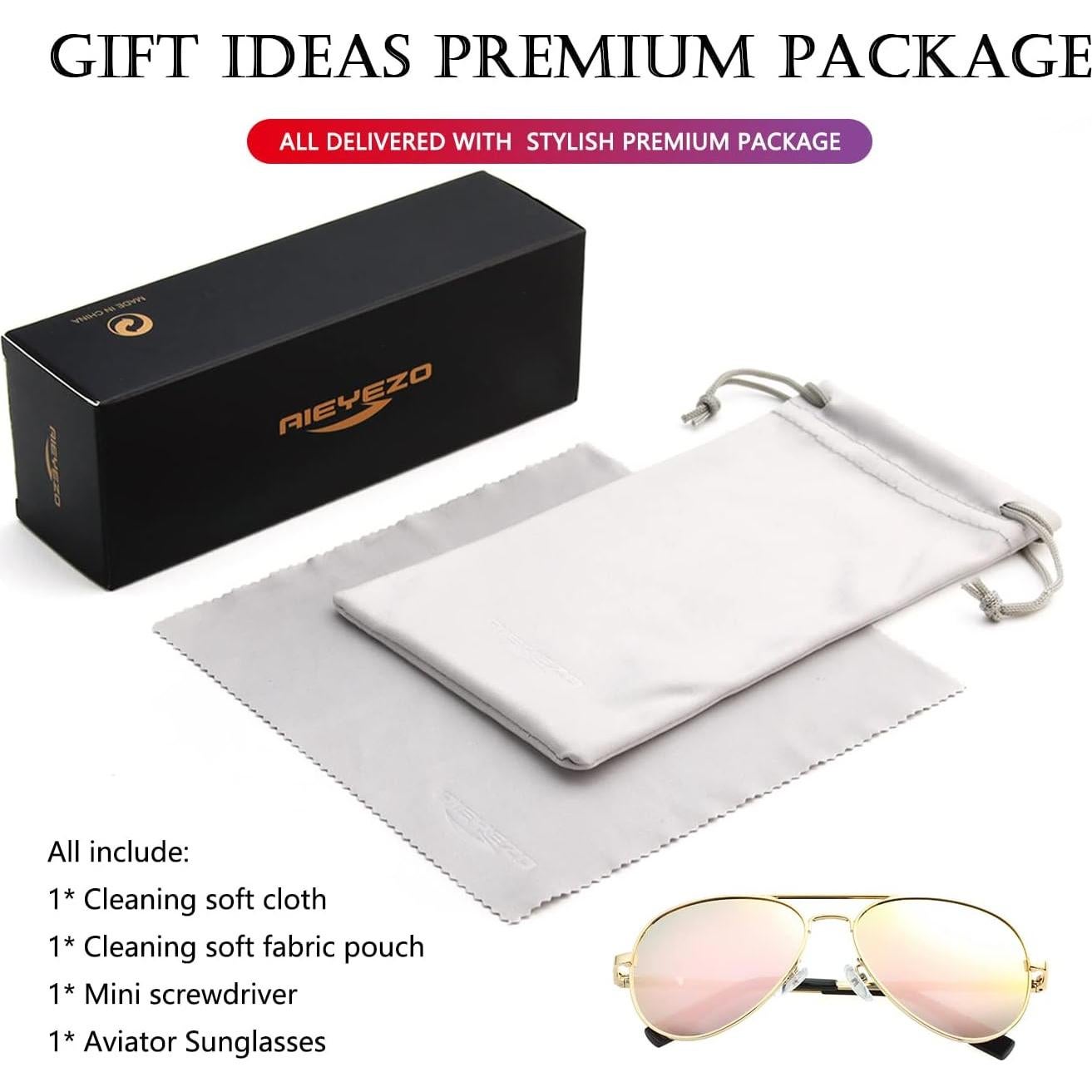 Gafas de sol AIEYEZO aviador polarizadas UV400 oro espejo rosa