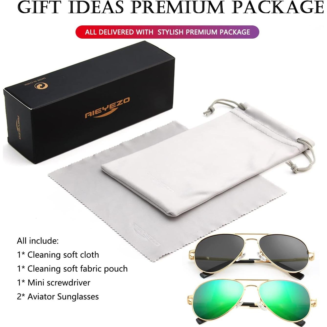 Gafas de Sol Aviador AIEYEZO Polarizadas UV400 Unisex