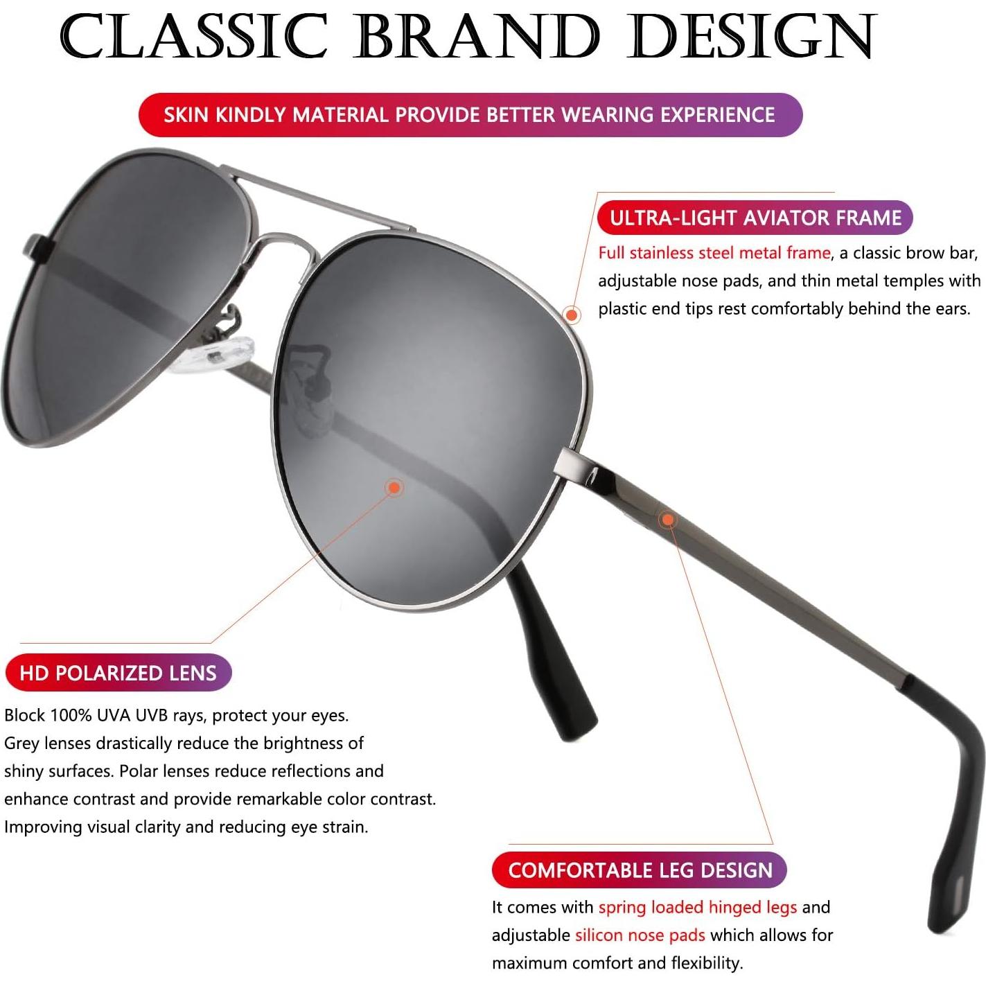 Gafas de sol AIEYEZO aviador polarizadas UV400 metalizadas