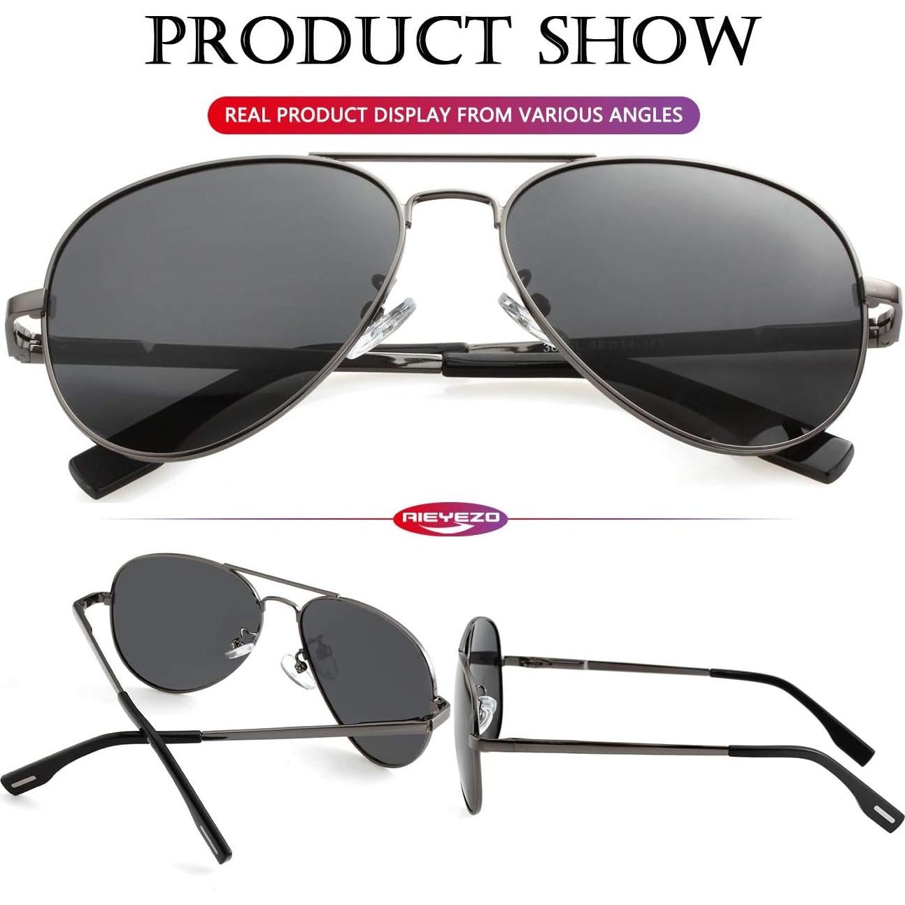 Gafas de sol AIEYEZO aviador polarizadas UV400 metalizadas