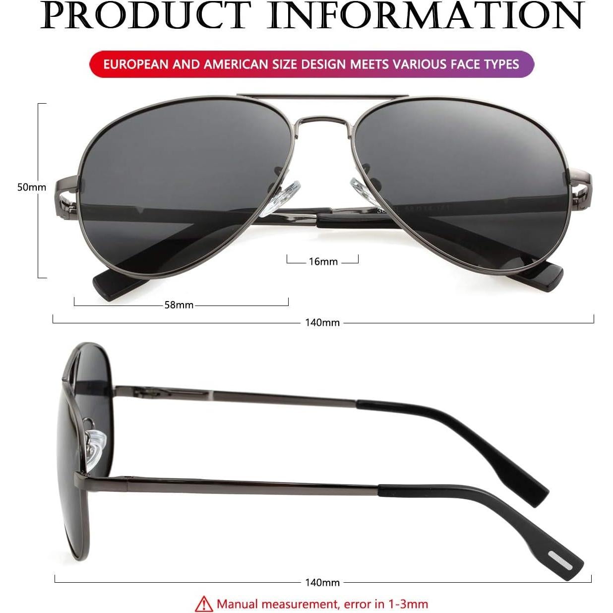 Gafas de sol AIEYEZO aviador polarizadas UV400 metalizadas