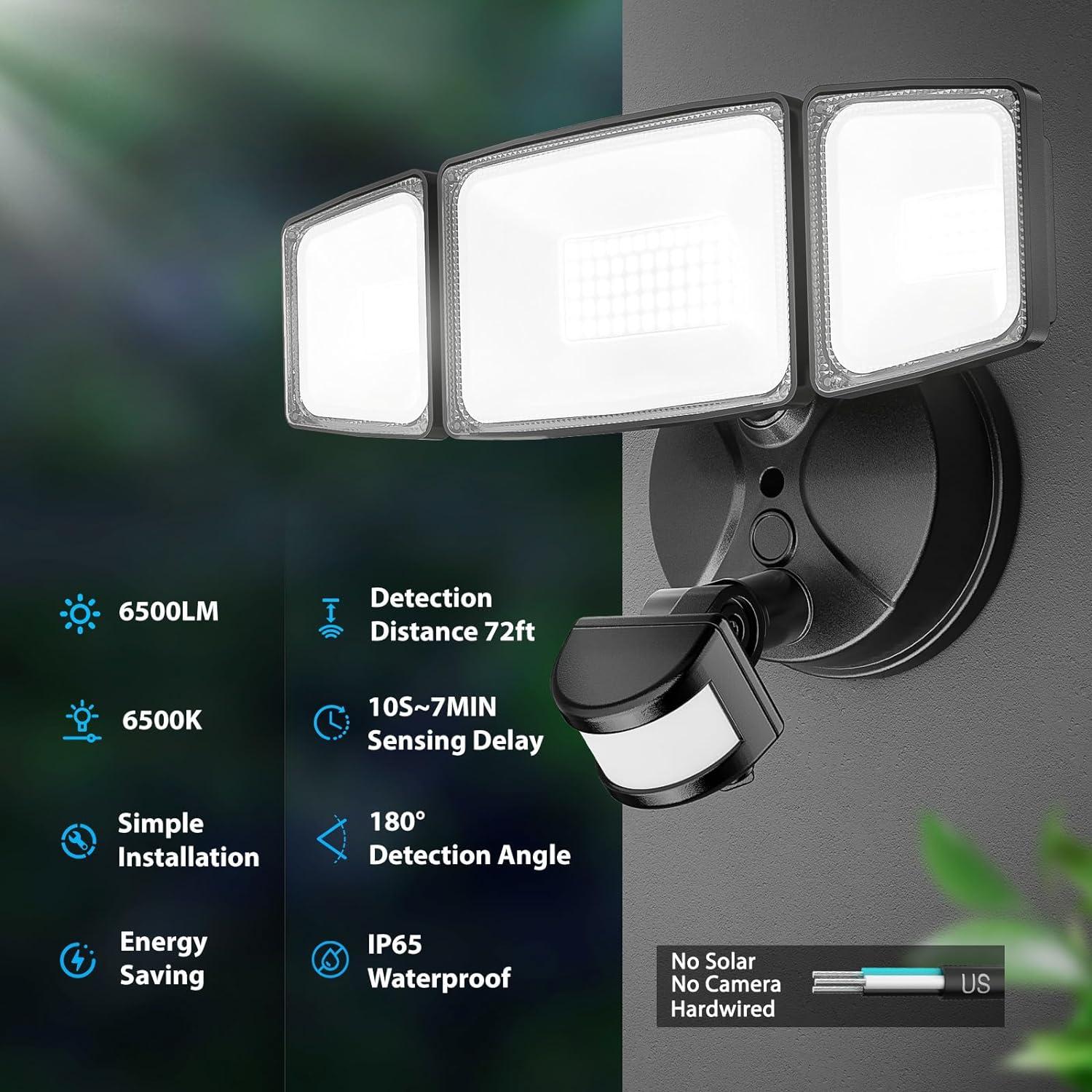 Luz de Inundación LED Onforu 65W con Sensor de Movimiento 6500LM