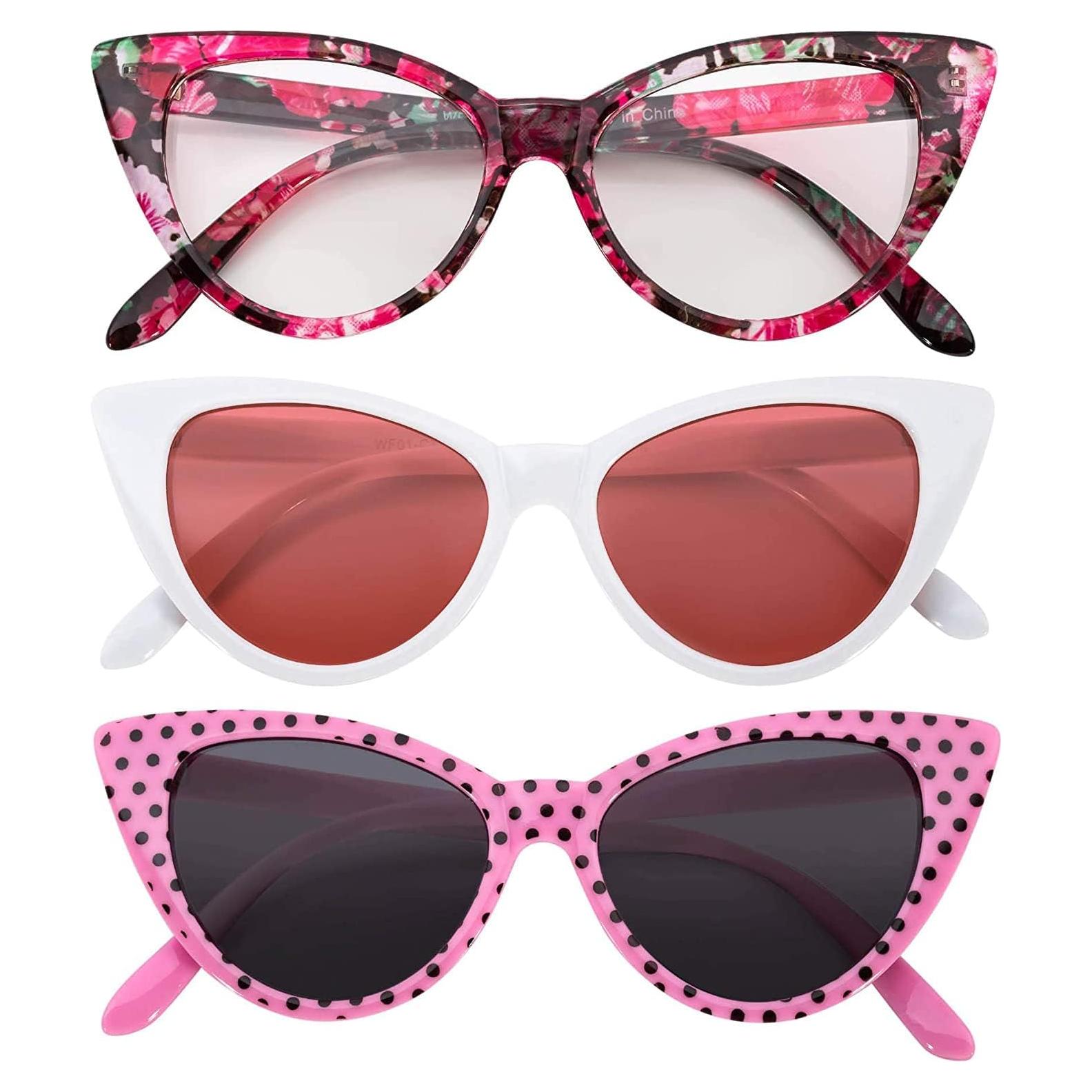 3 Pares de Gafas de Sol Ojo de Gato OWL UV400 Retro