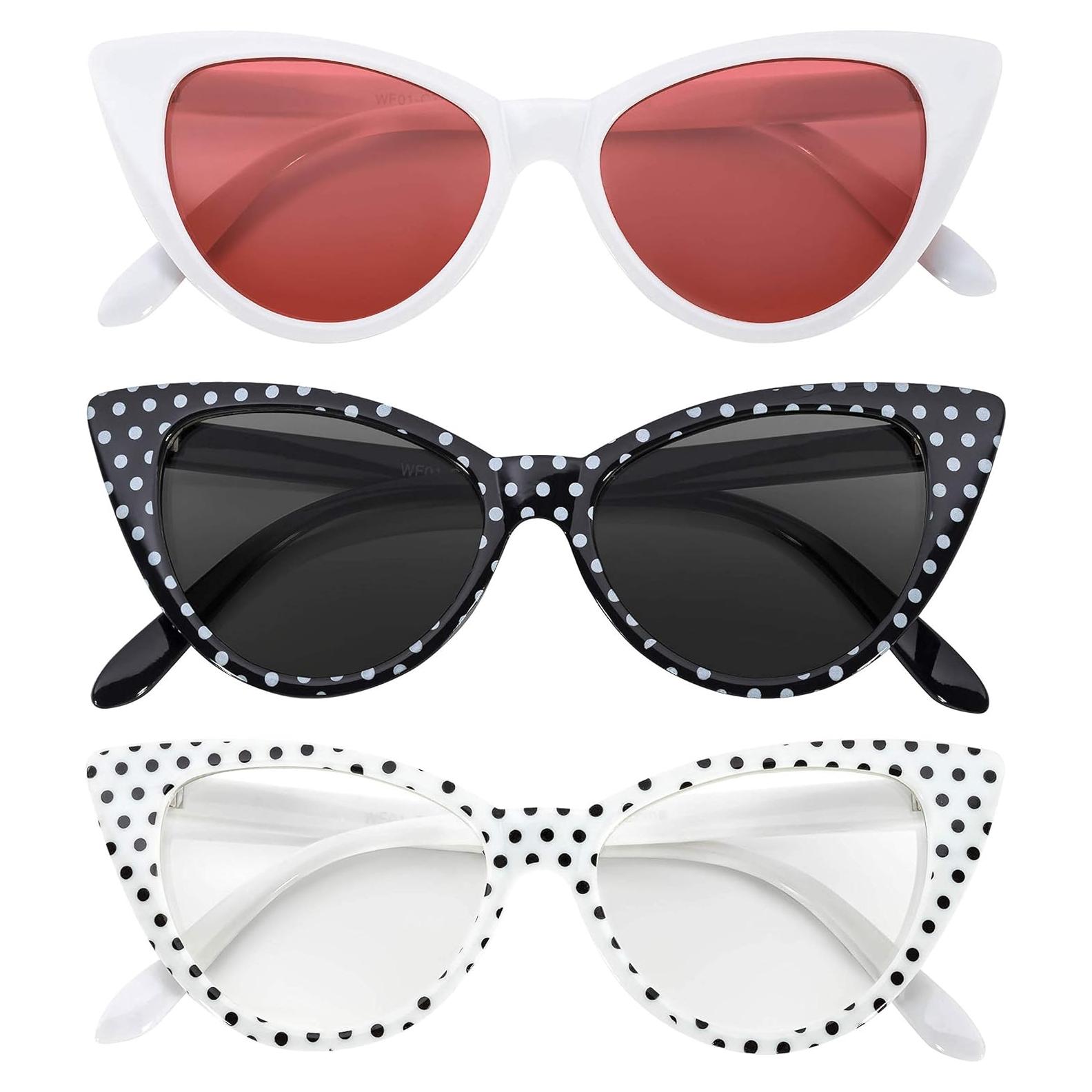 3 Gafas de Sol Gato OWL UV400 para Mujeres - Estilo Retro