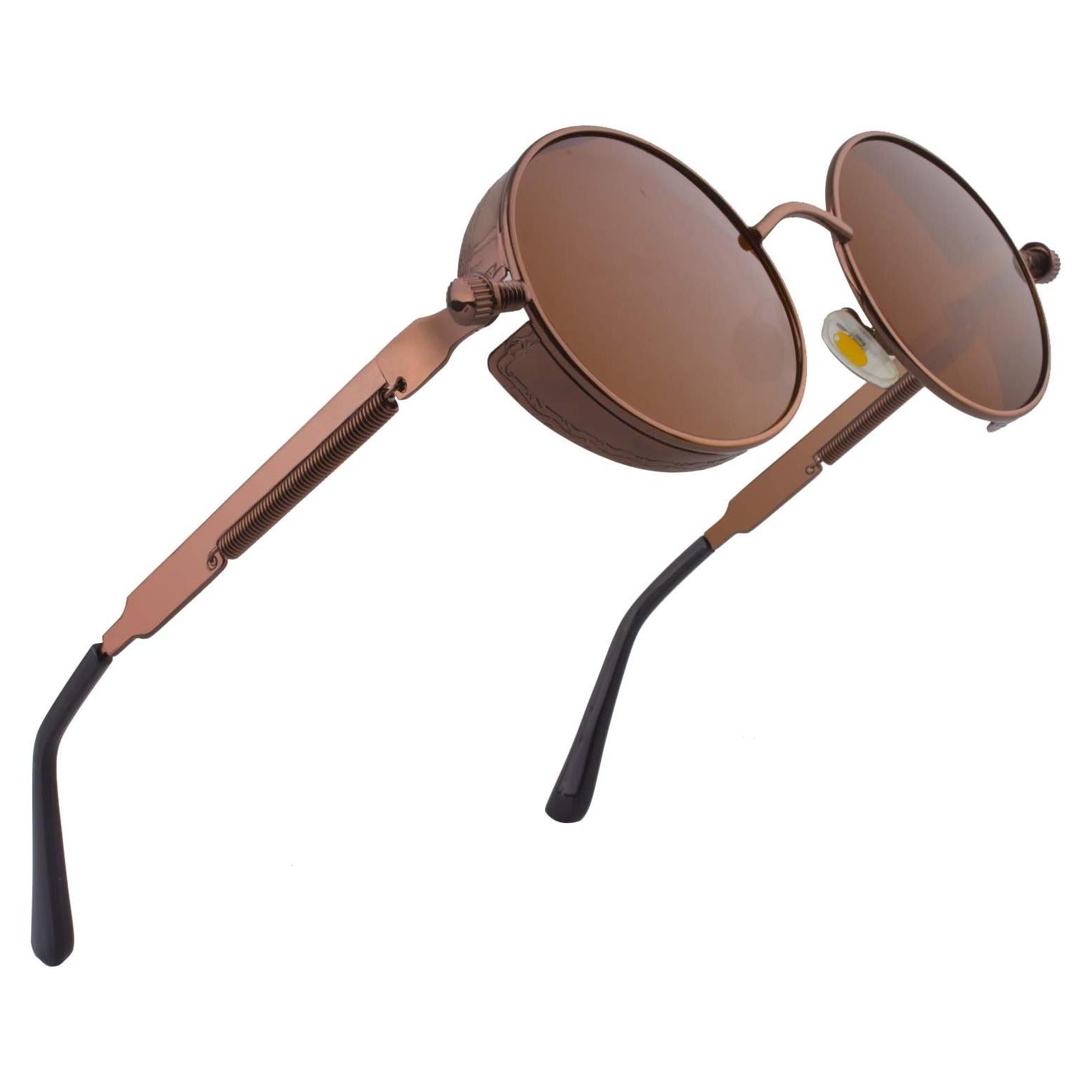 Gafas de Sol CGID Steampunk Redondas UV400 Marrón