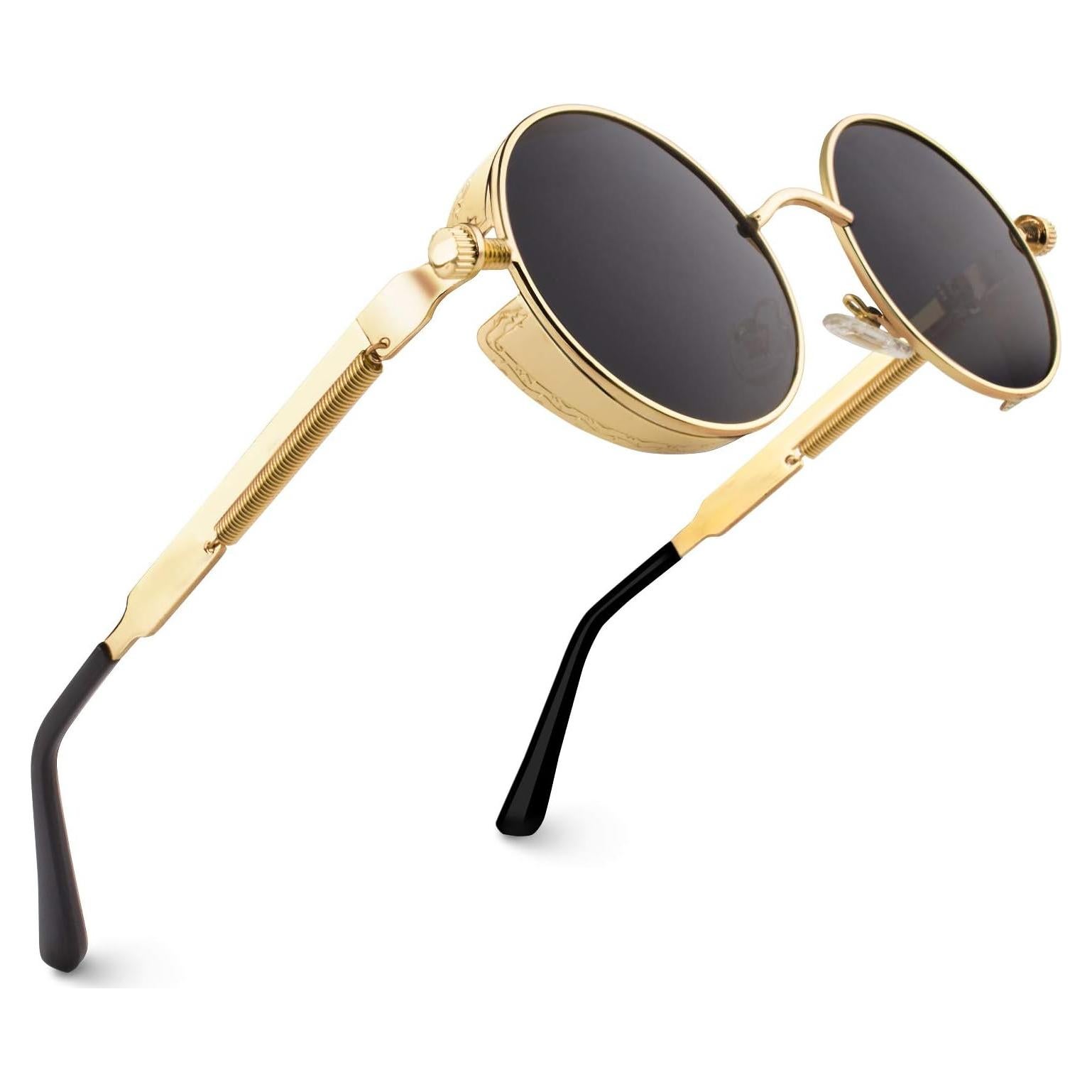 Gafas de Sol CGID Retro Steampunk UV400 Marco Metal Dorado