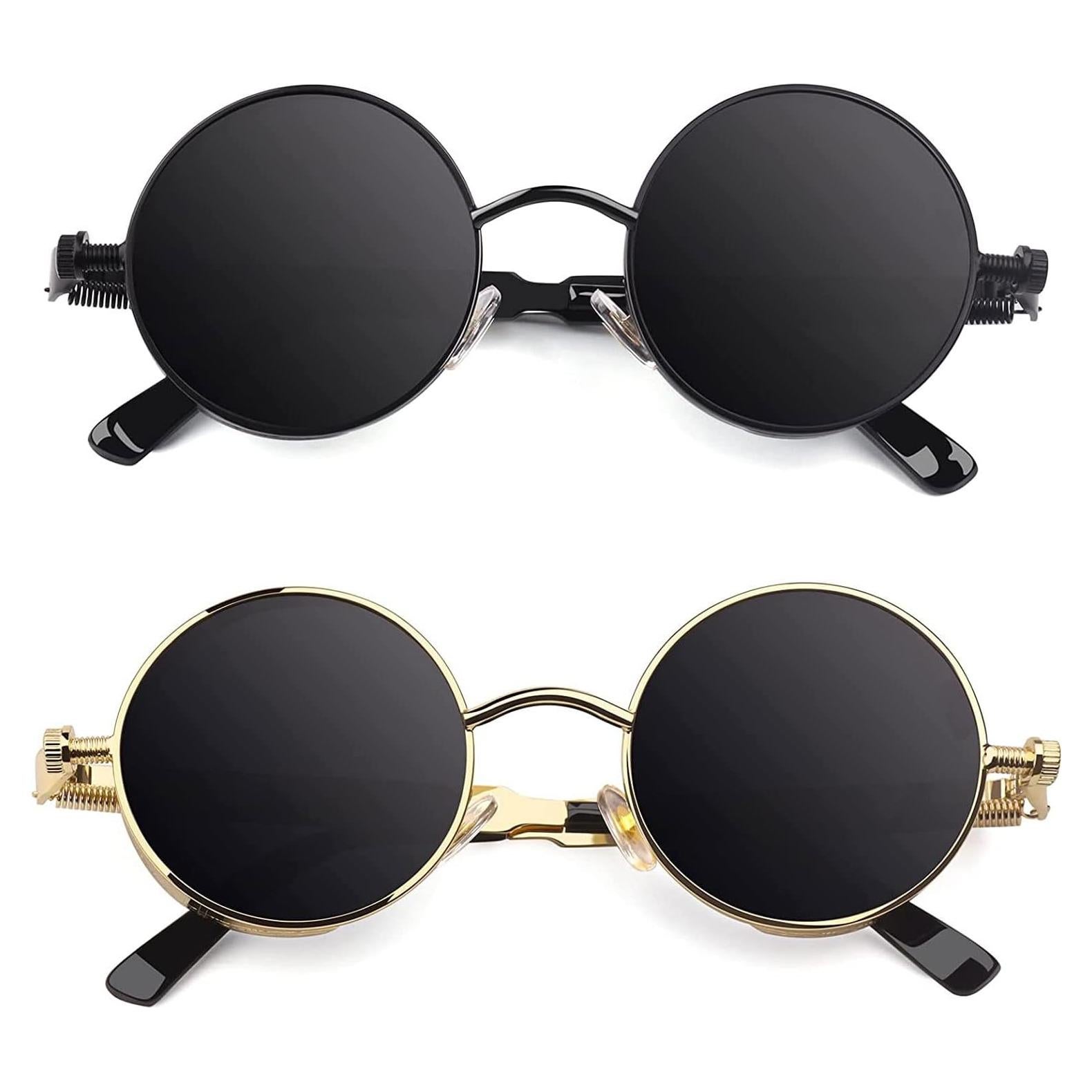 Gafas de Sol Steampunk CGID Redondas UV400 para Hombres