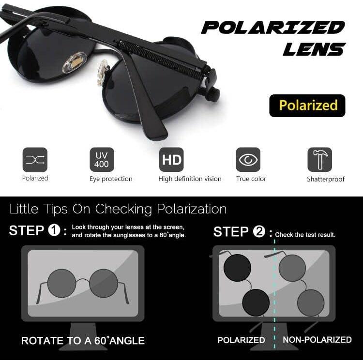 CGID Gafas de Sol Redondas Steampunk UV400 para Hombres