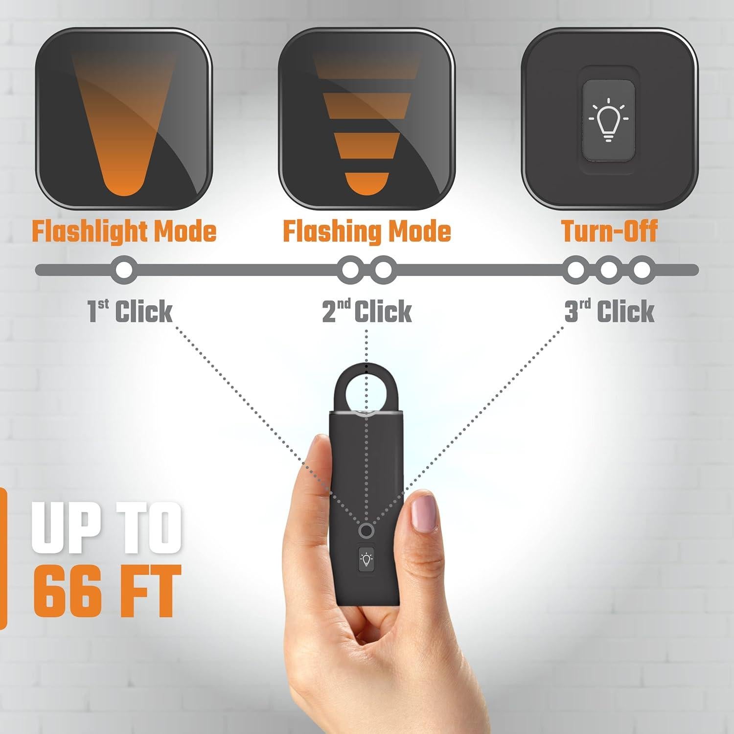 Alarma Personal WETEN 130 dB Recargable USB con Luz - Negro