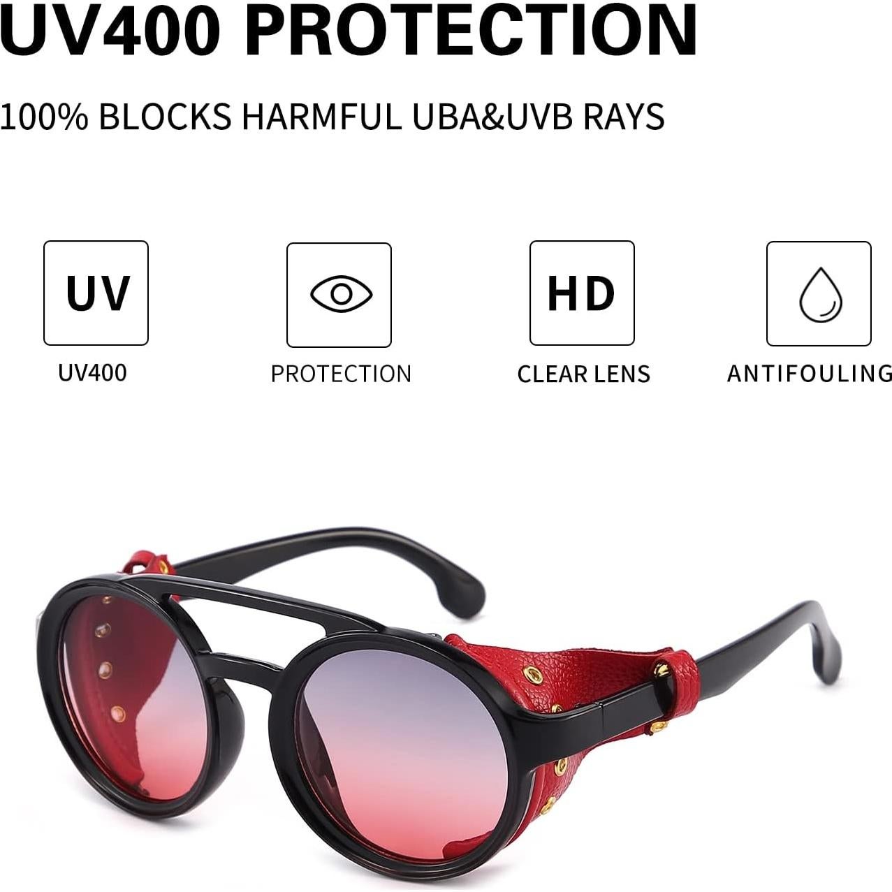 Gafas de Sol Steampunk Gysnail Redondas UV400 para Hombres