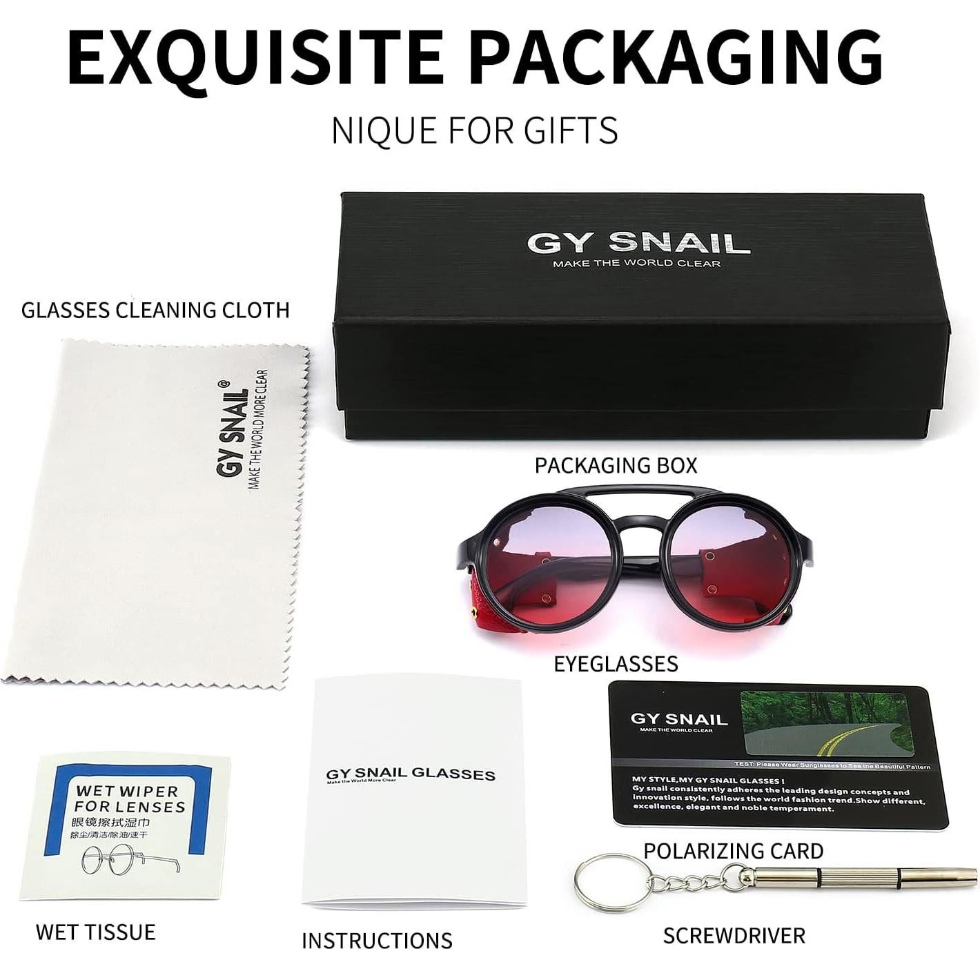 Gafas de Sol Steampunk Gysnail Redondas UV400 para Hombres