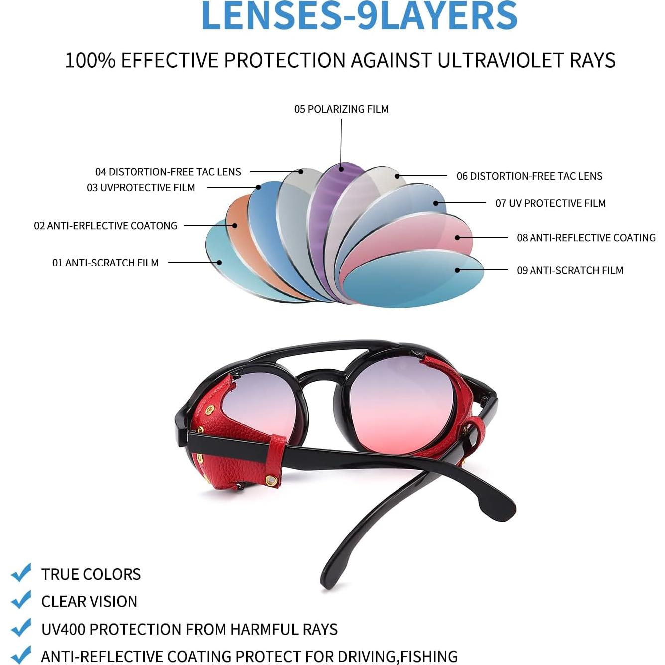 Gafas de Sol Steampunk Gysnail Redondas UV400 para Hombres