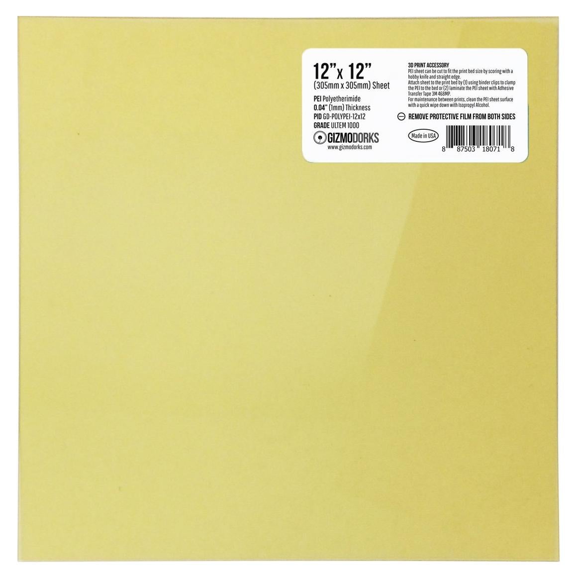 Hoja PEI 305mm x 305mm Gizmo Dorks 1mm Grosor Impresión 3D