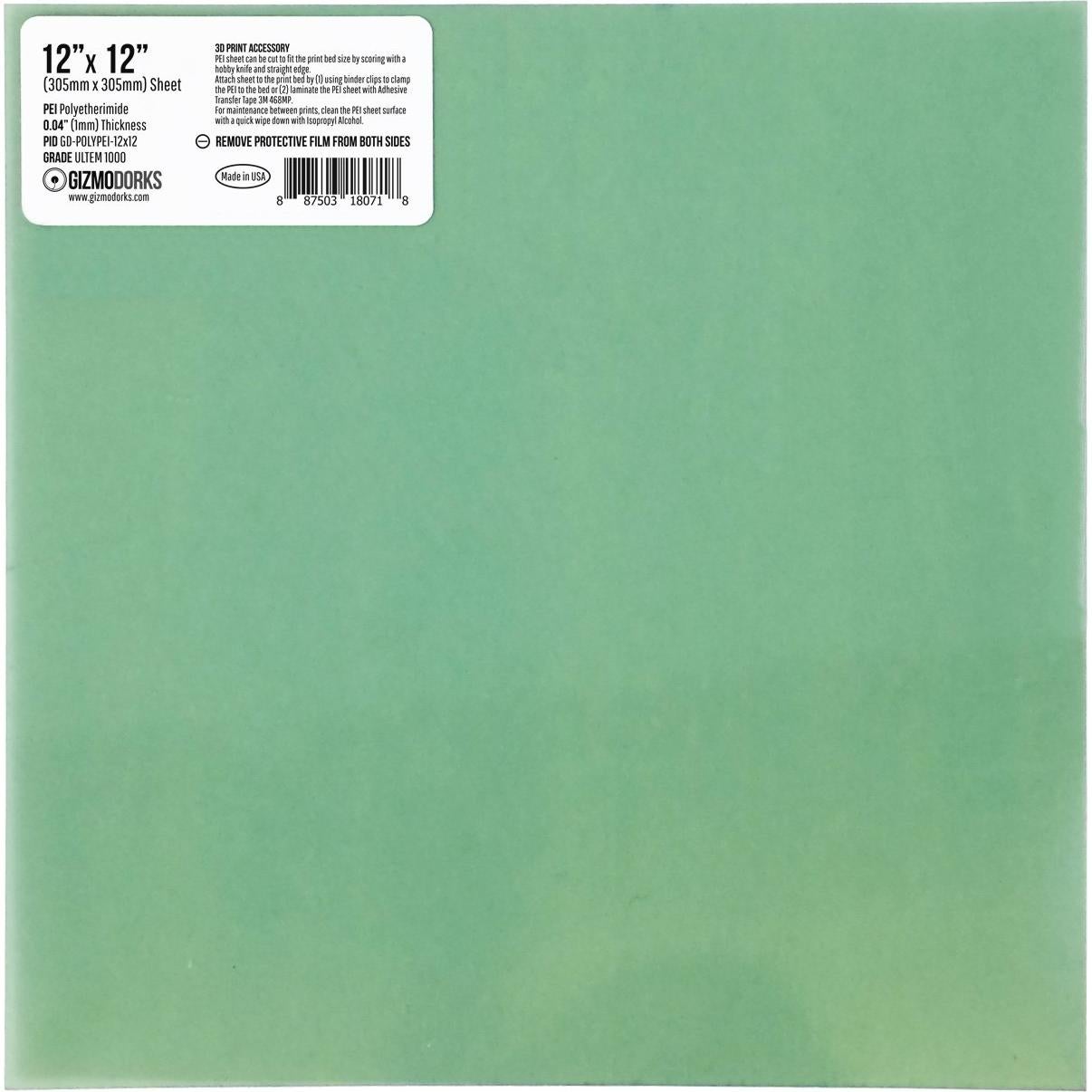 Hoja PEI 305mm x 305mm Gizmo Dorks 1mm Grosor Impresión 3D
