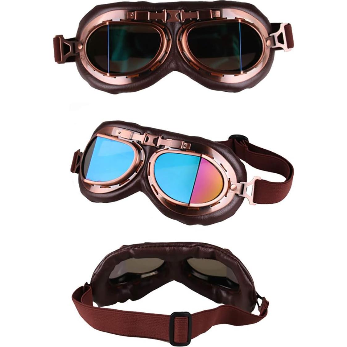 Gafas de Moto Vintage Peicees Cobre Lentes Coloridos