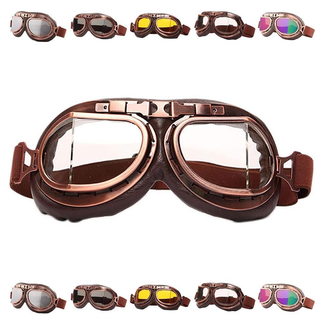 Gafas de Moto Vintage Peicees Cobre Lentes Transparentes
