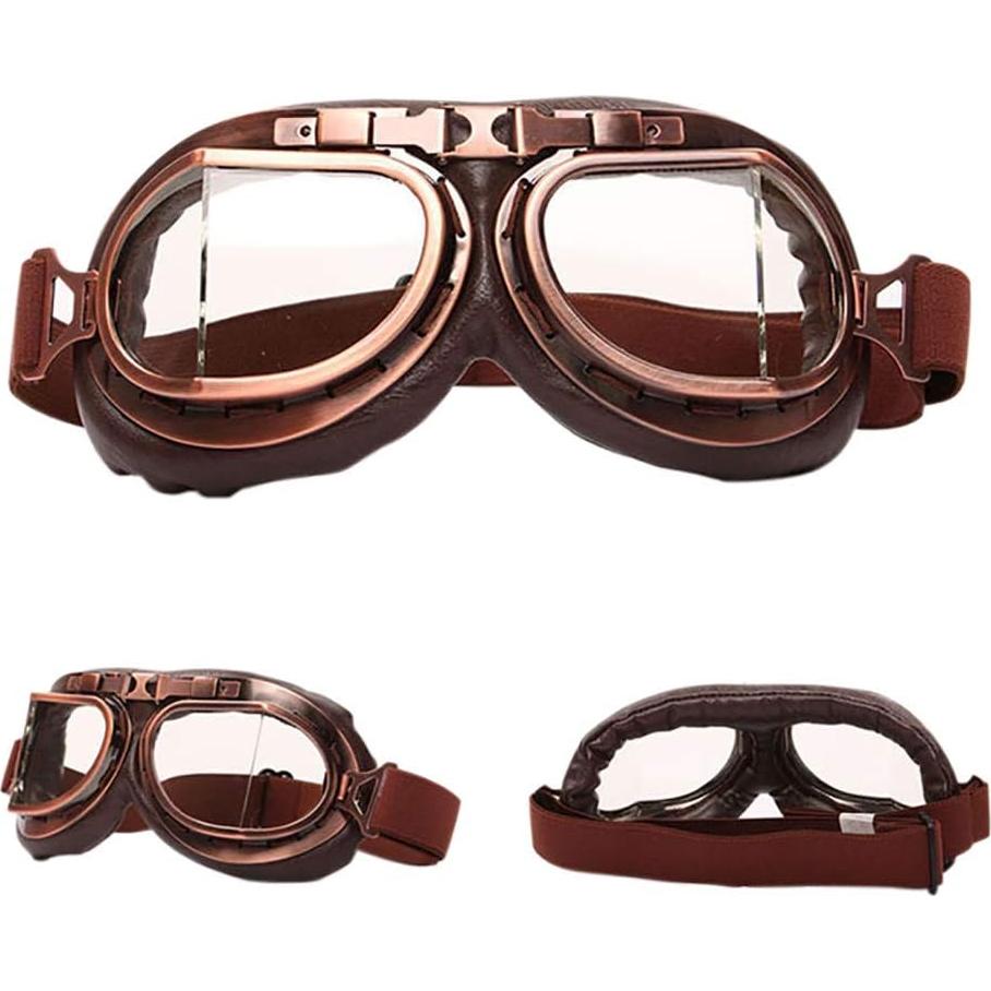 Gafas de Moto Vintage Peicees Cobre Lentes Transparentes