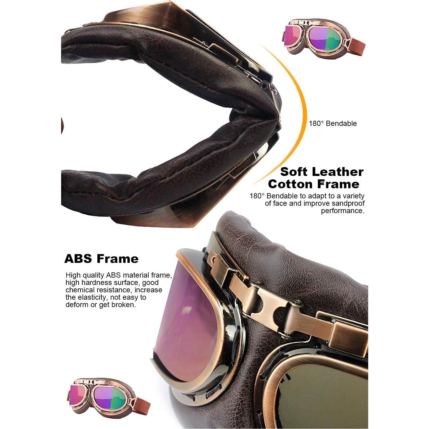 Gafas de Moto Vintage Peicees con Lentes Anti-impacto