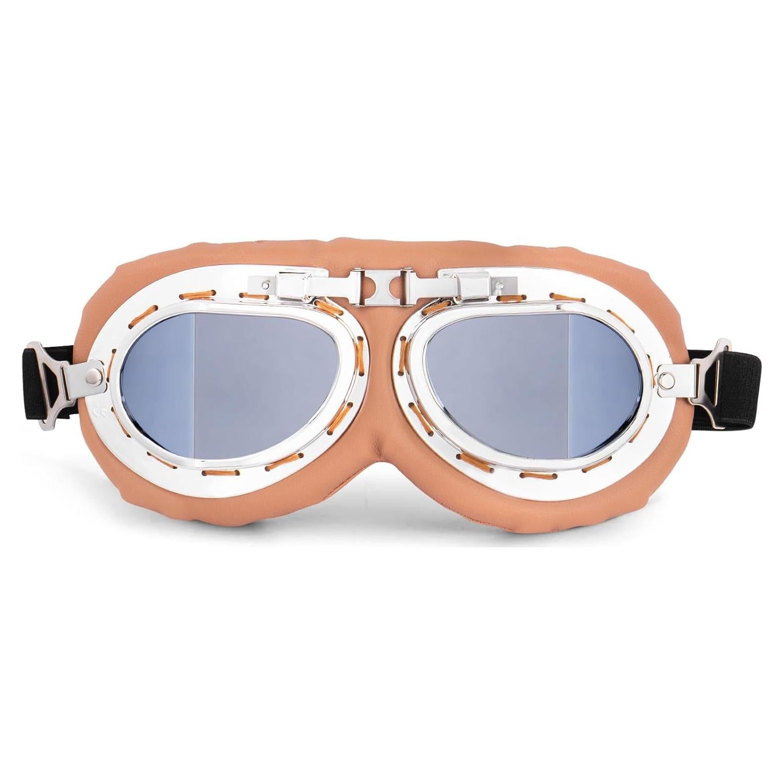 Gafas de Moto Vintage Peicees Marco Plateado Lentes PC