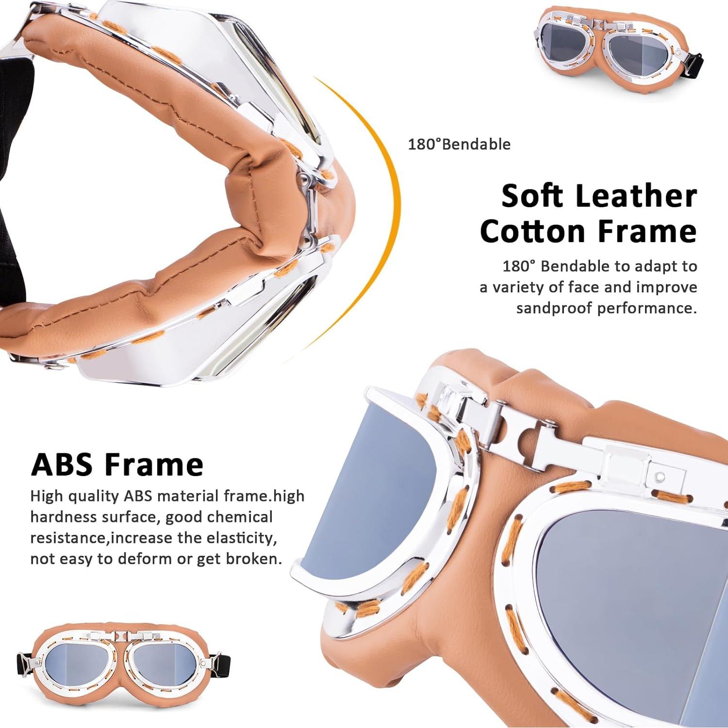 Gafas de Moto Vintage Peicees Marco Plateado Lentes PC