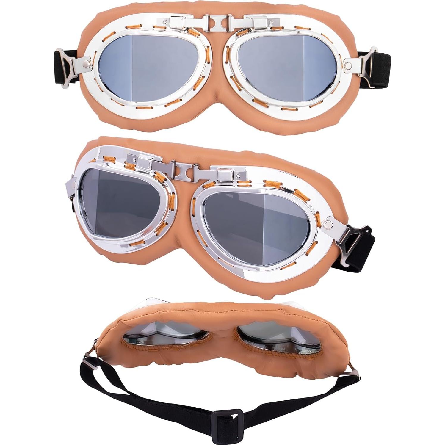 Gafas de Moto Vintage Peicees Marco Plateado Lentes PC