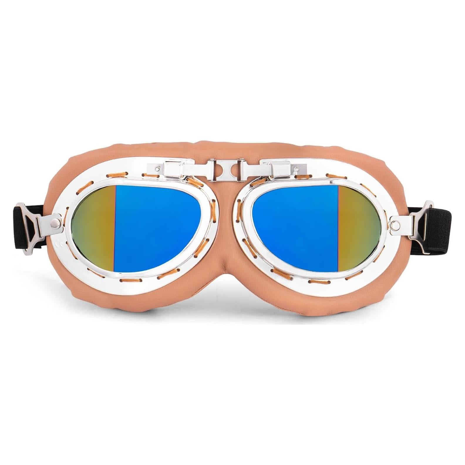 Gafas de Moto Vintage Peicees Marco Plateado Lentes Coloridos