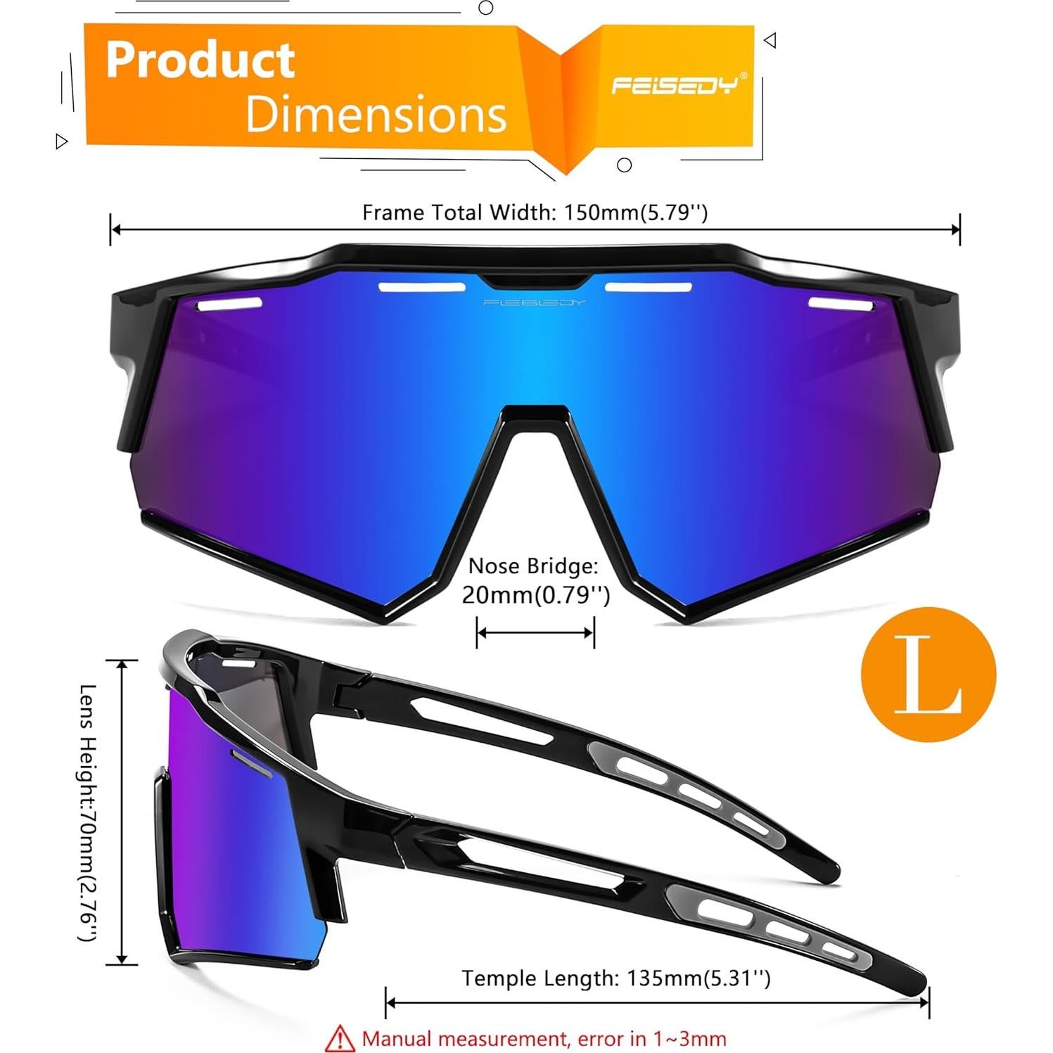 Gafas de sol deportivas FEISEDY TR90 polarizadas 150mm