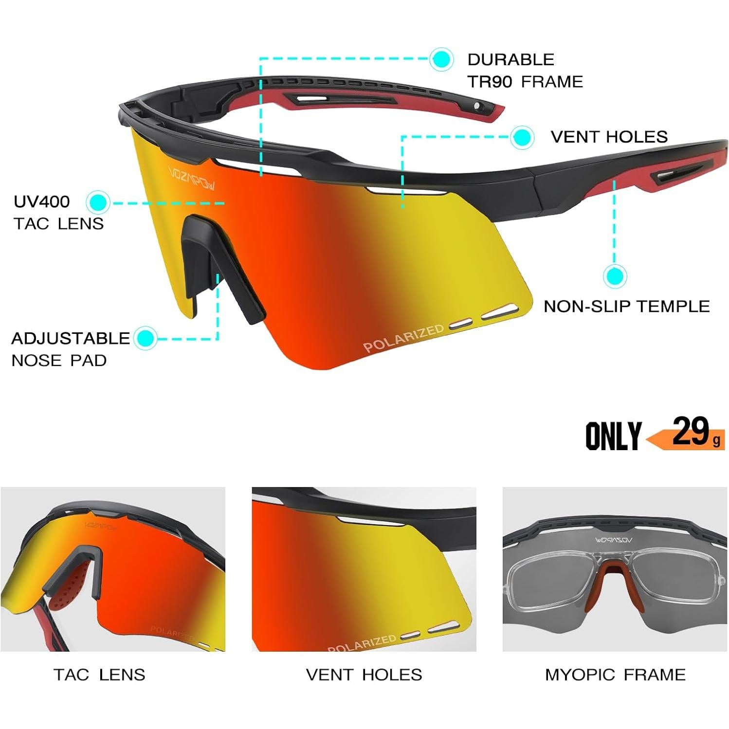 Gafas de sol deportivas VOZAPOW Su8-5 polarizadas UV