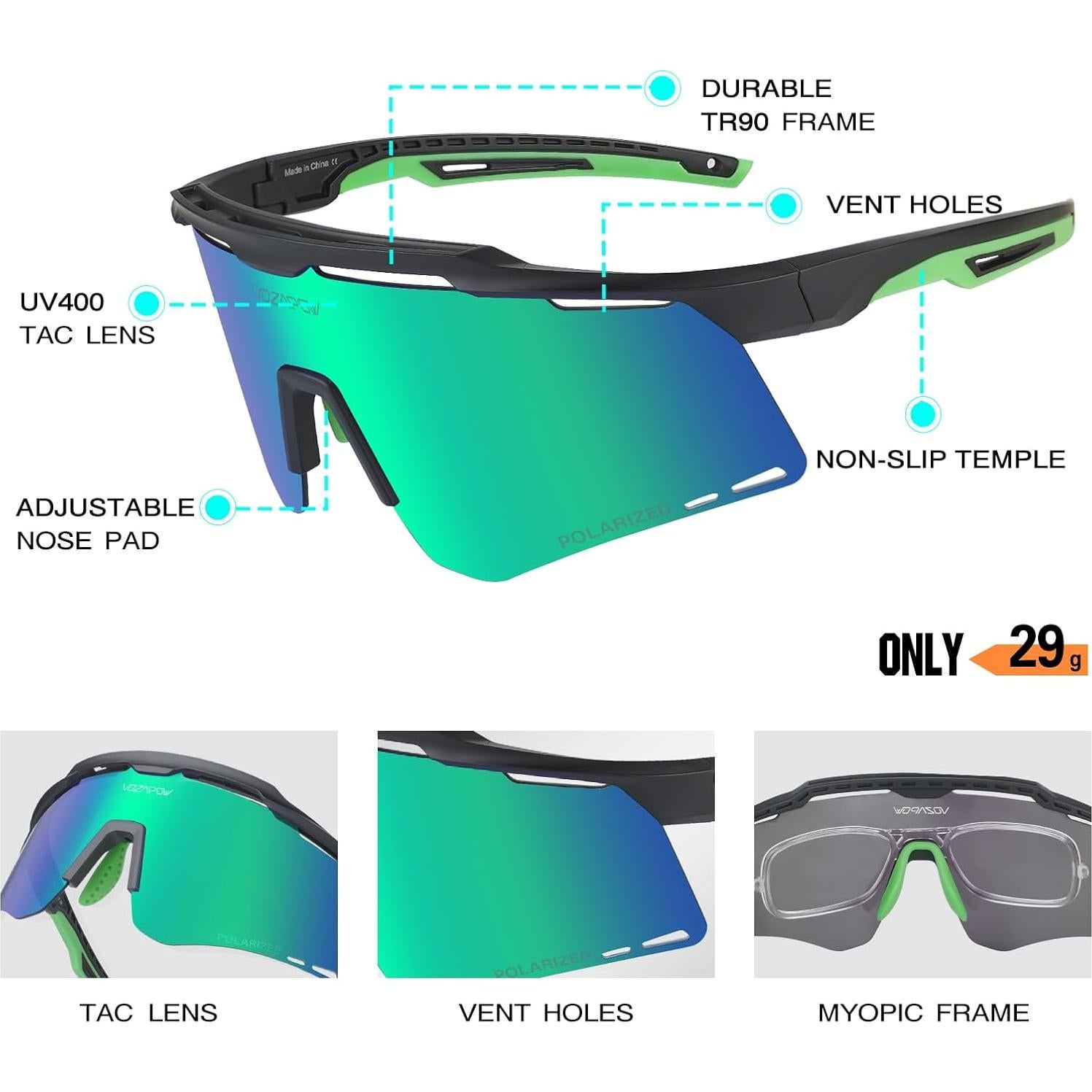 Gafas de sol deportivas VOZAPOW Su8-4 UV y polarizadas