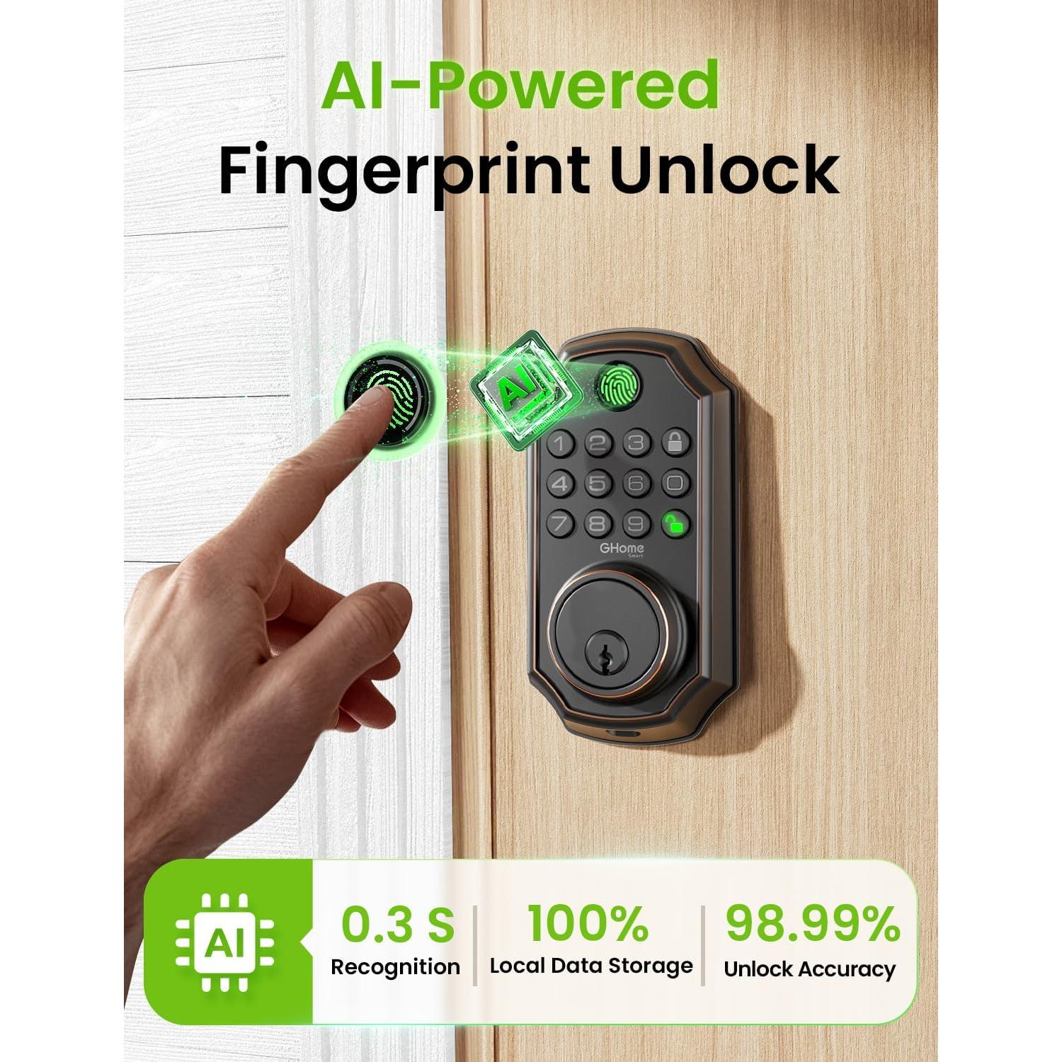 Cerradura Inteligente GHome 4 en 1 Negra para Puerta